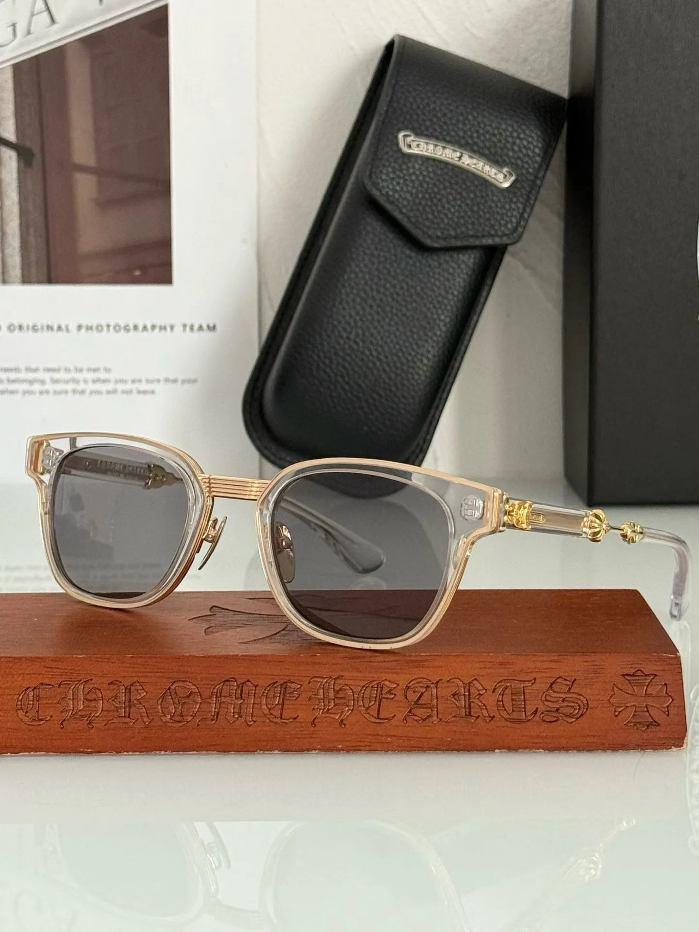 Chrome Hearts "Duck Butter" Crystal/Gold Sunglasses