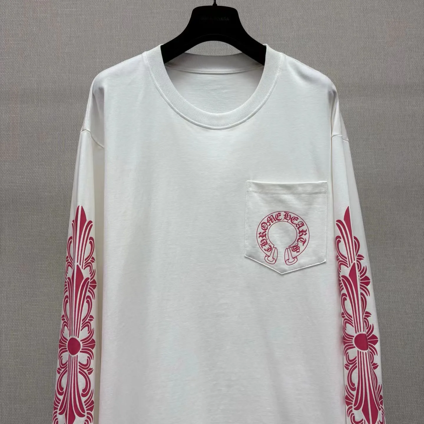 Chrome Hearts Floral Horseshoe Long Sleeve T-Shirt (White/Red) — ビュー 4