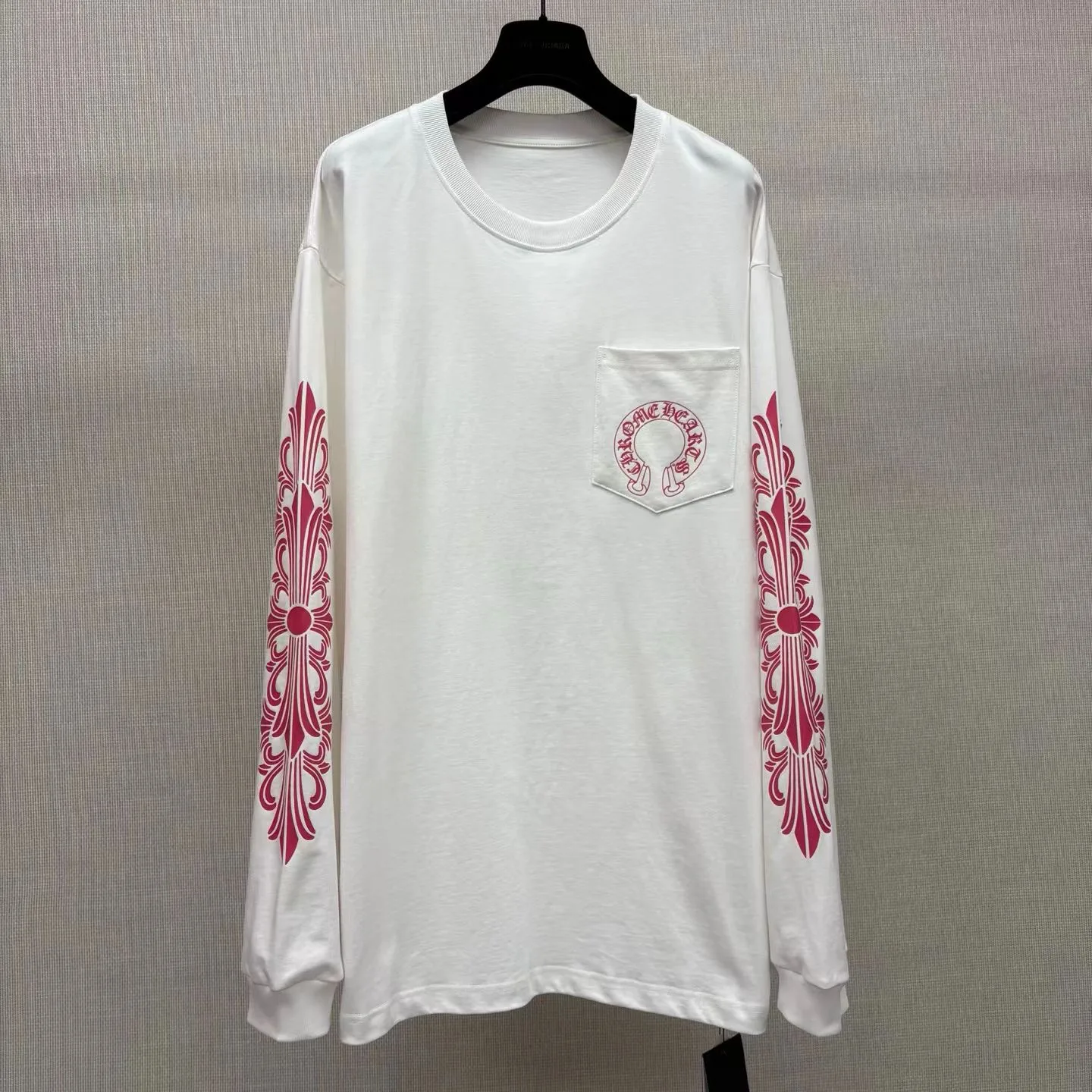 Chrome Hearts Floral Horseshoe Long Sleeve T-Shirt (White/Red)
