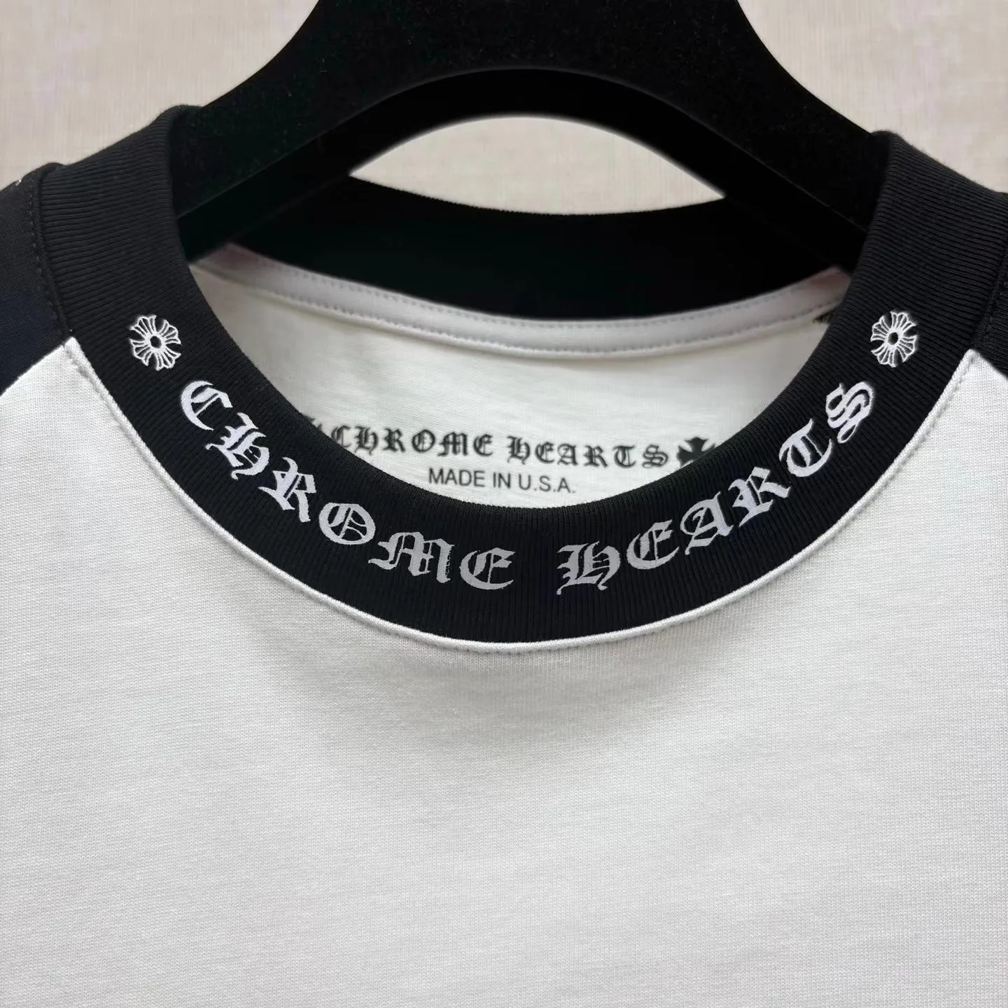 Chrome Hearts Horseshoe Logo Ringer T-Shirt (Black) — ビュー 4