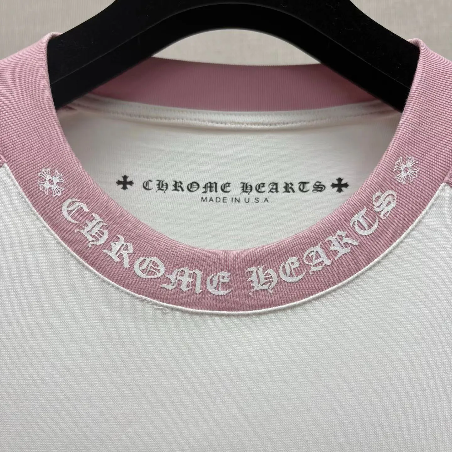 Chrome Hearts Horseshoe Logo Ringer T-Shirt (Pink) — ビュー 2