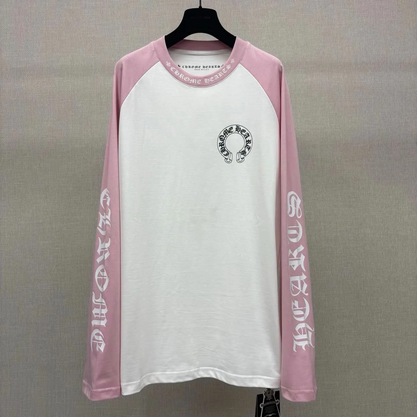 Chrome Hearts Horseshoe Logo Ringer T-Shirt (Pink)
