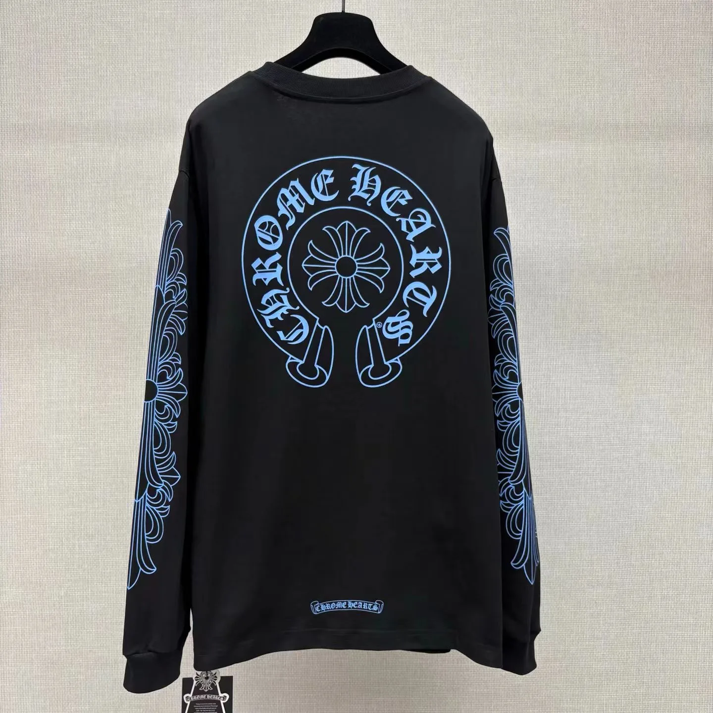 Chrome Hearts Horseshoe Pocket Logo  Long Sleeve T Shirt (Black/Blue) — 보기 3