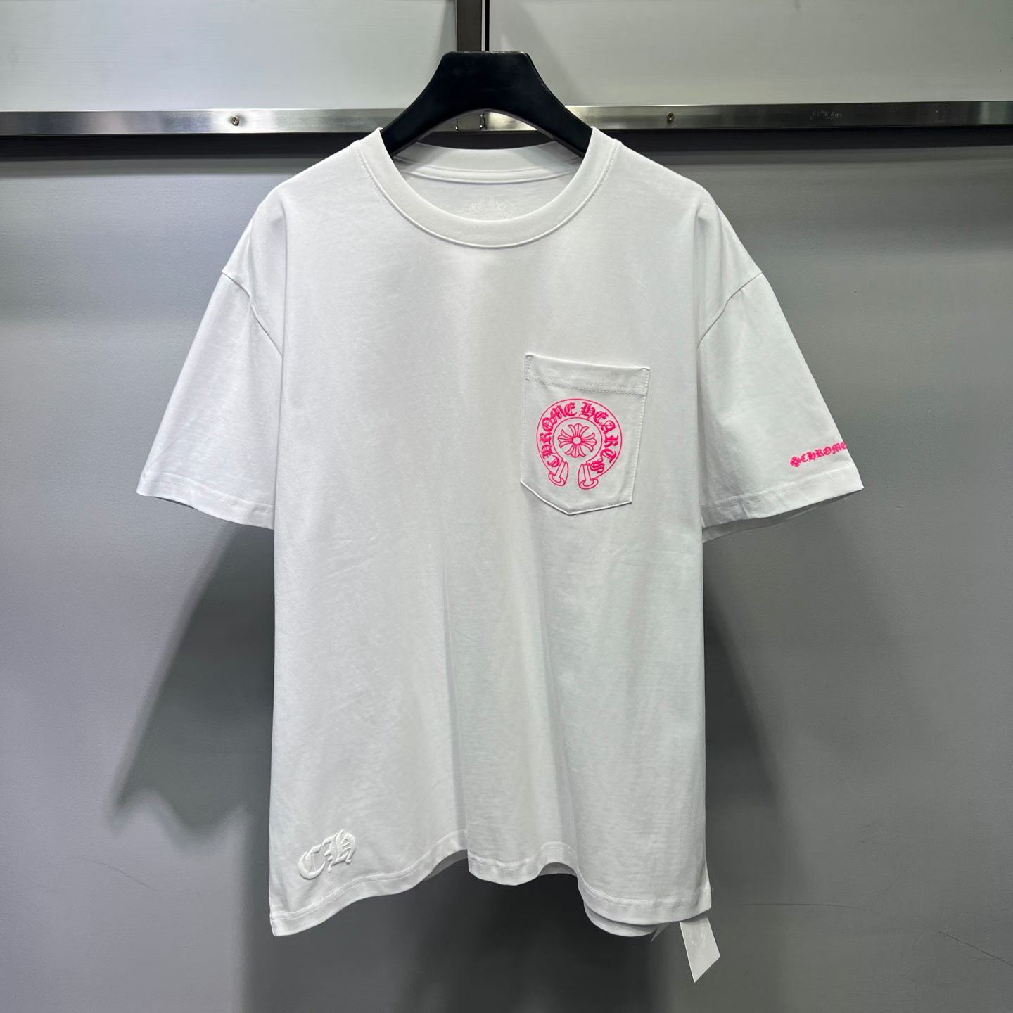 Chrome Hearts Pink Horseshoe Print T-Shirt