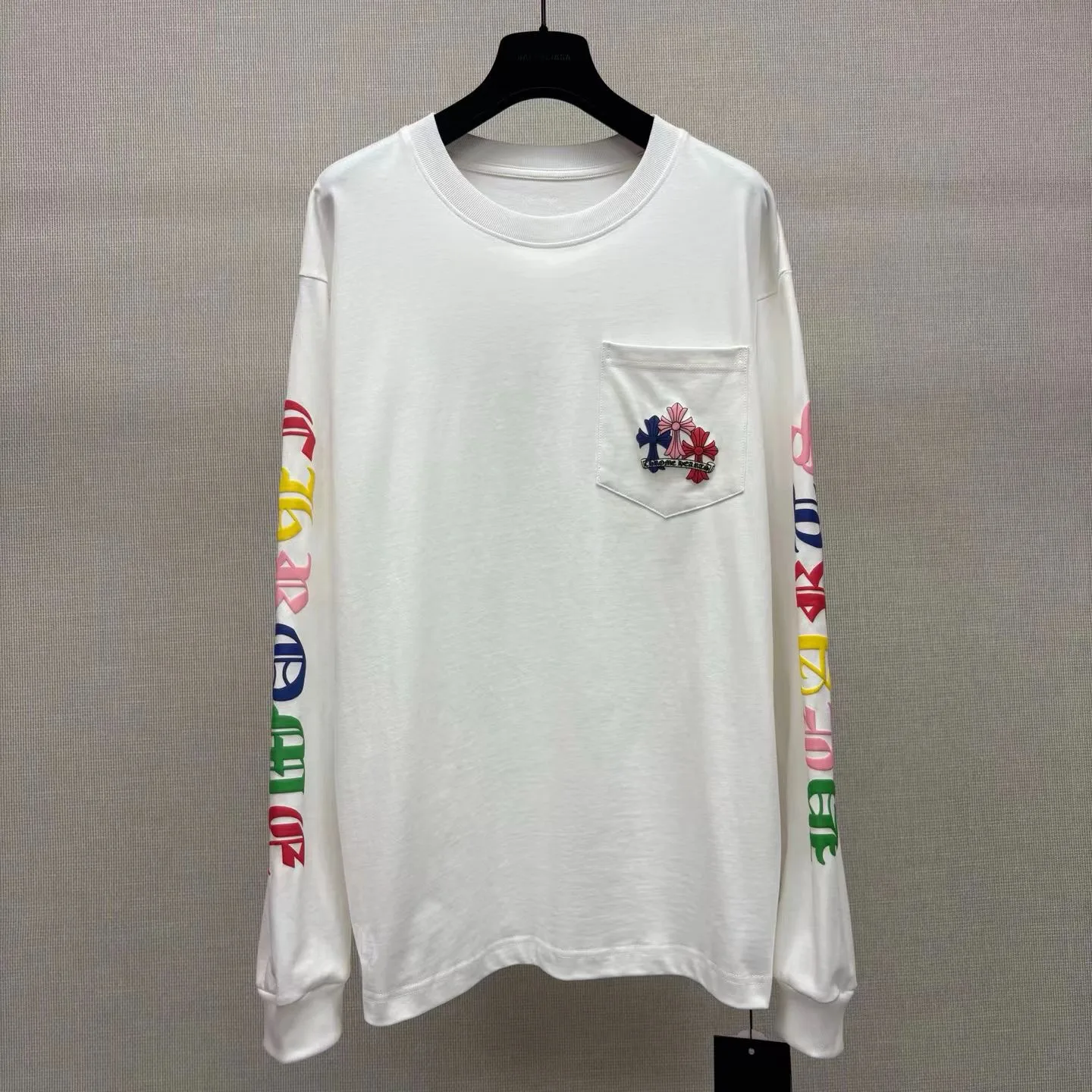 Chrome Hearts Multi Color Cross Long Sleeve Tee (White)