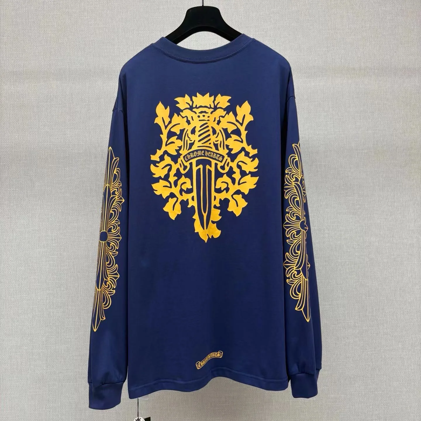 Chrome Hearts Yellow on Navy Blue Dagger Long Sleeve — 보기 3