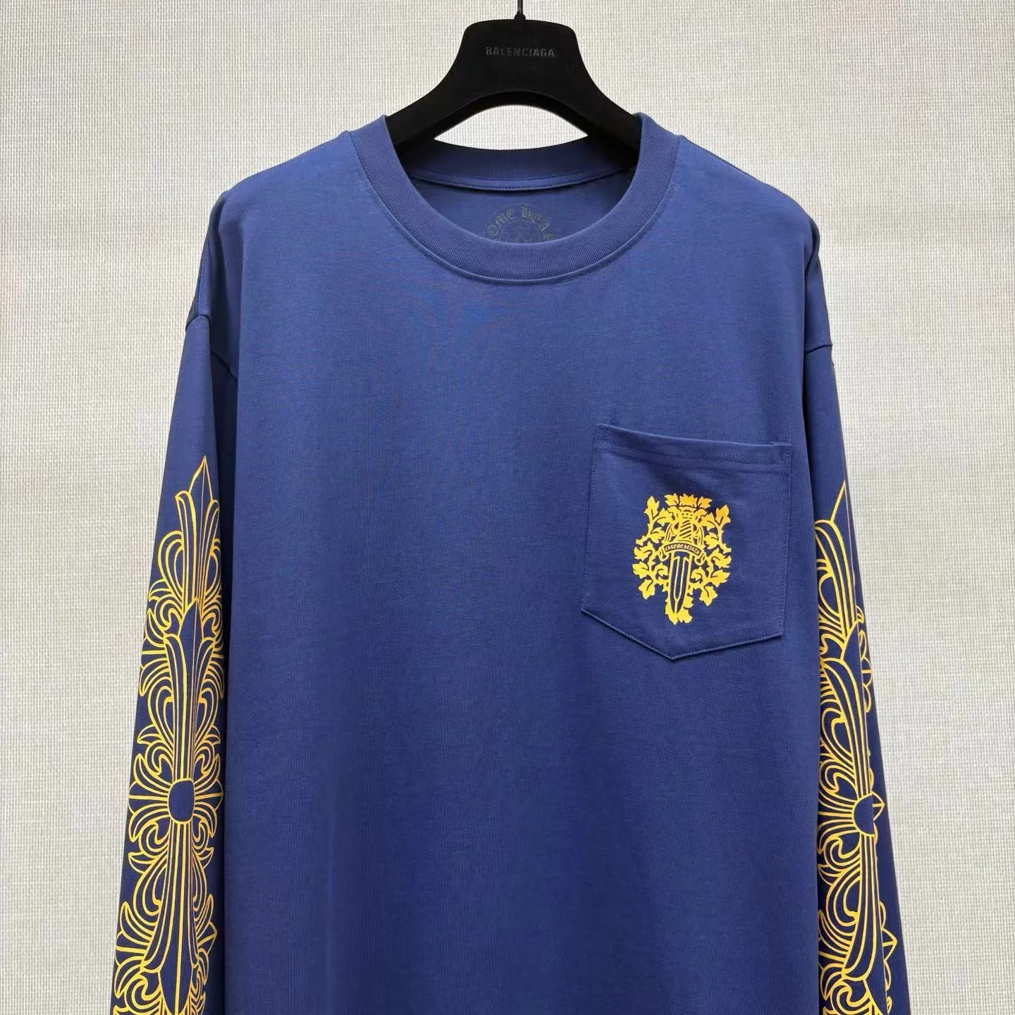 Chrome Hearts Yellow on Navy Blue Dagger Long Sleeve — 보기 4