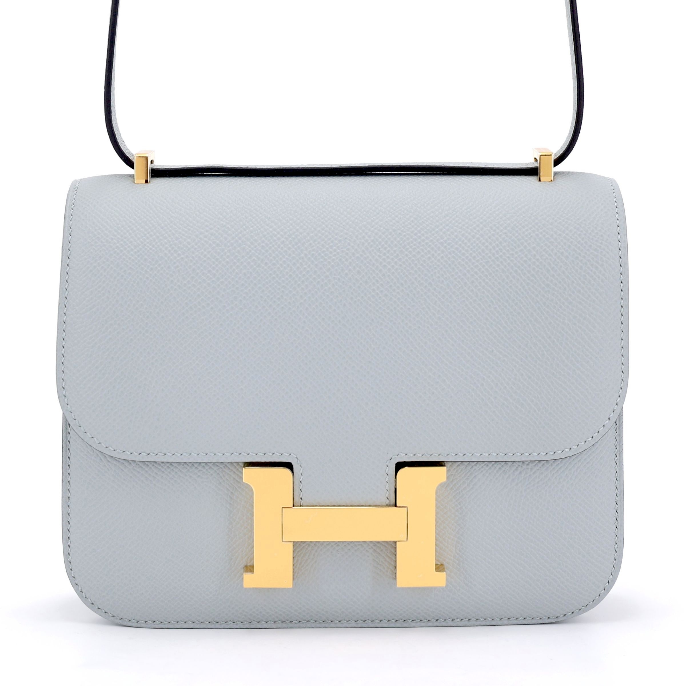 Hermès Constance Mini 19 Epsom (France) Bleu Glacier (8U) Gold
