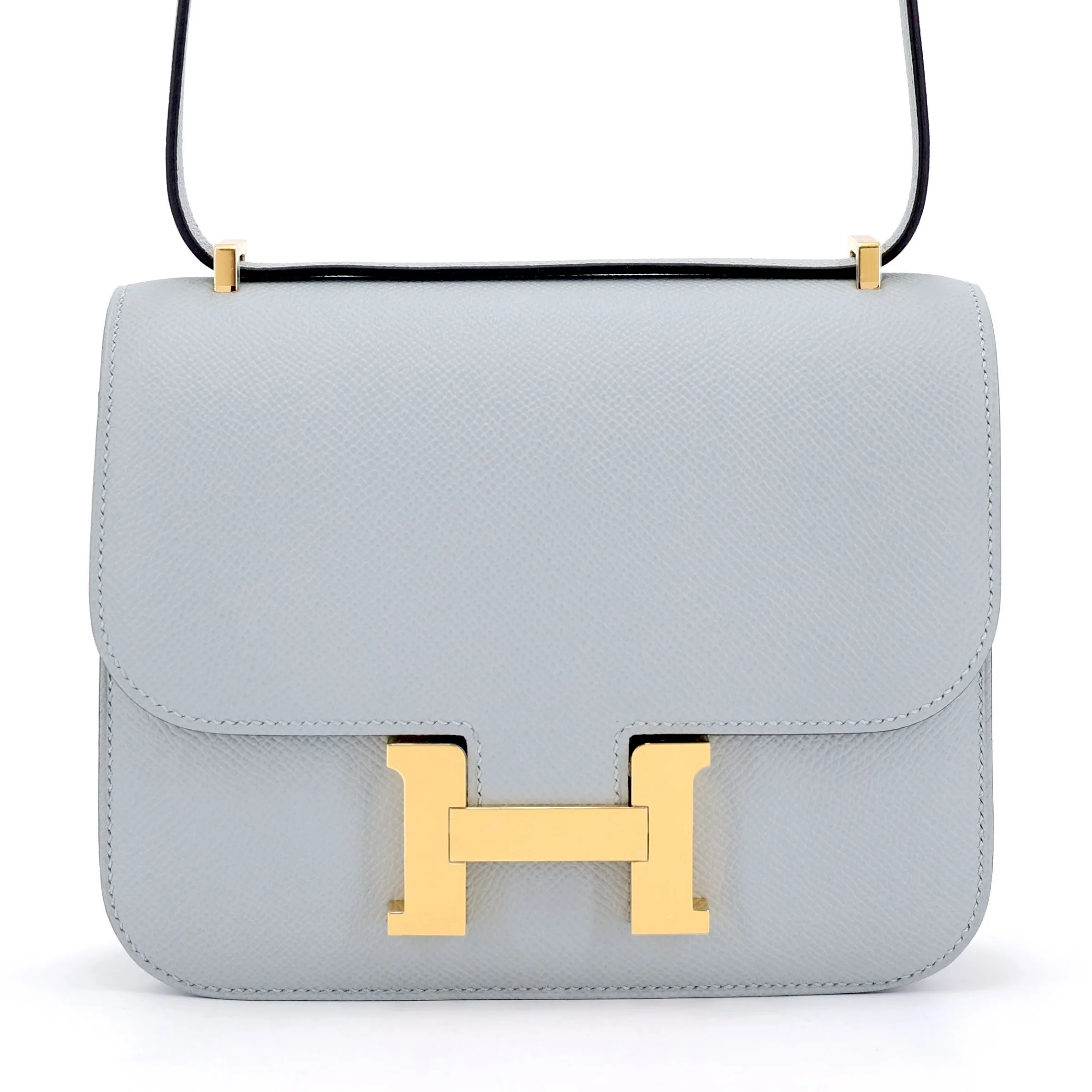 Hermès Constance Mini 19 Epsom (France) Bleu Glacier (8U) Gold