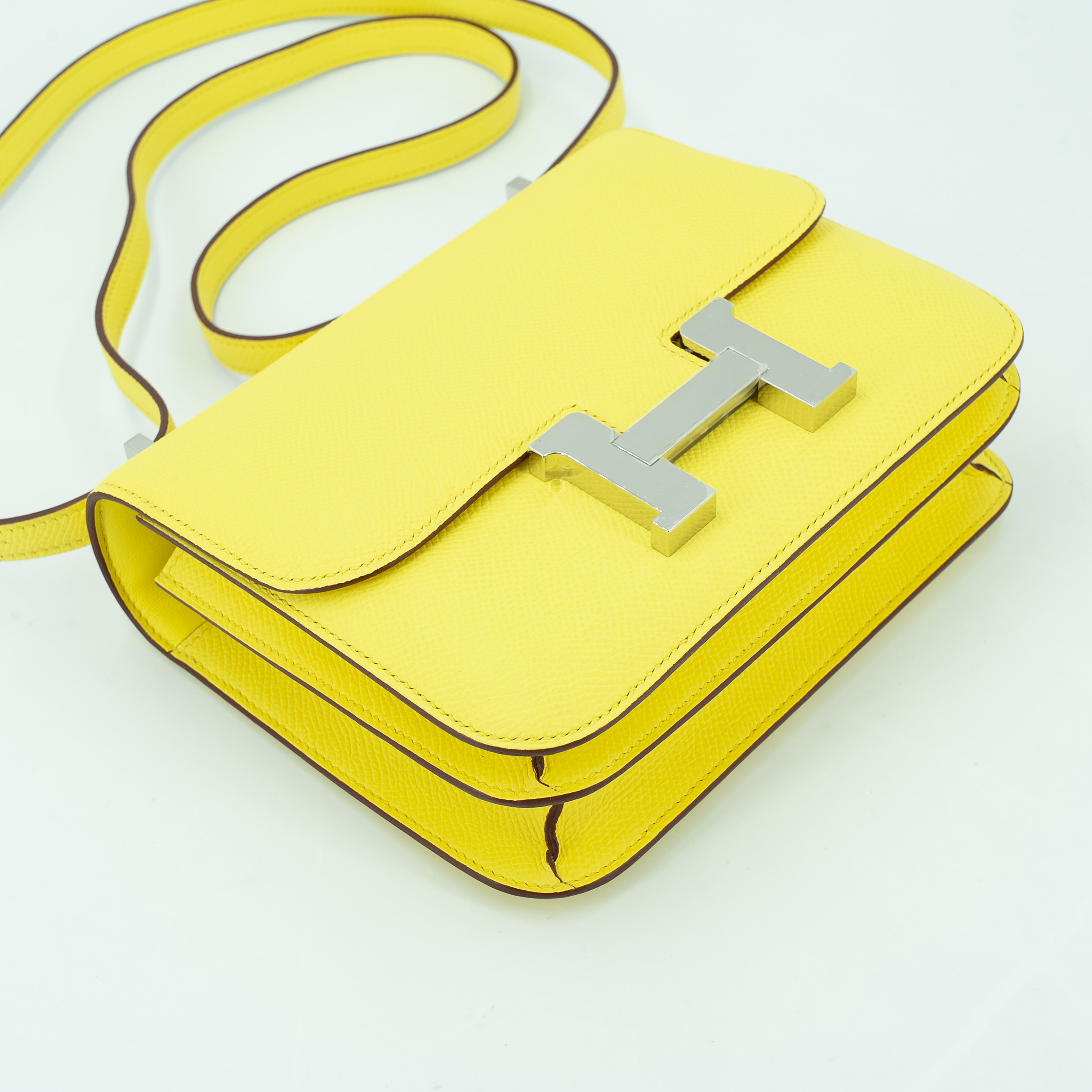 Hermès Constance Mini 19 Epsom (France) Lime (9R) Palladium — view 3
