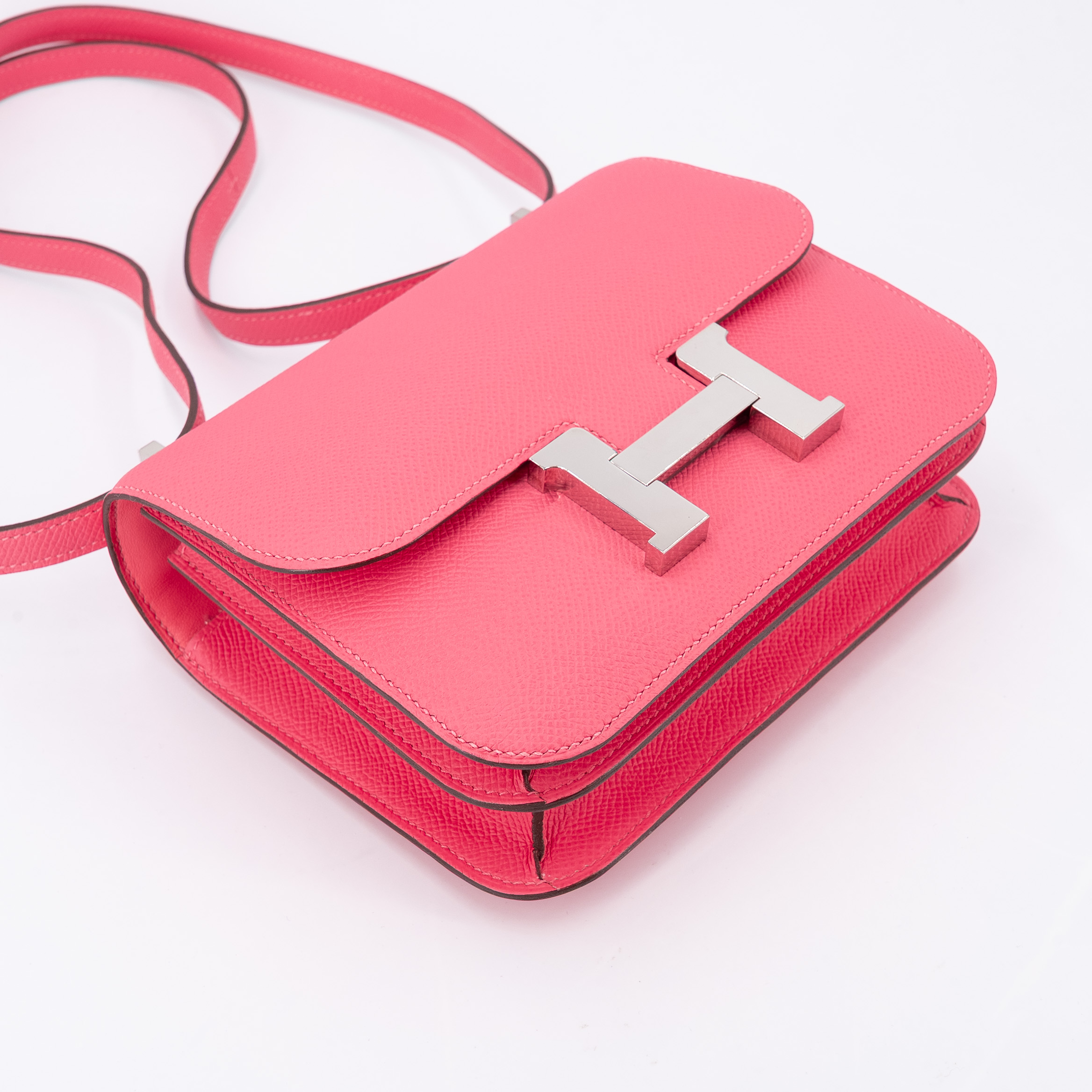 Hermès Constance Mini 19 Epsom (France) Rose Azalee (8W) Palladium — view 3