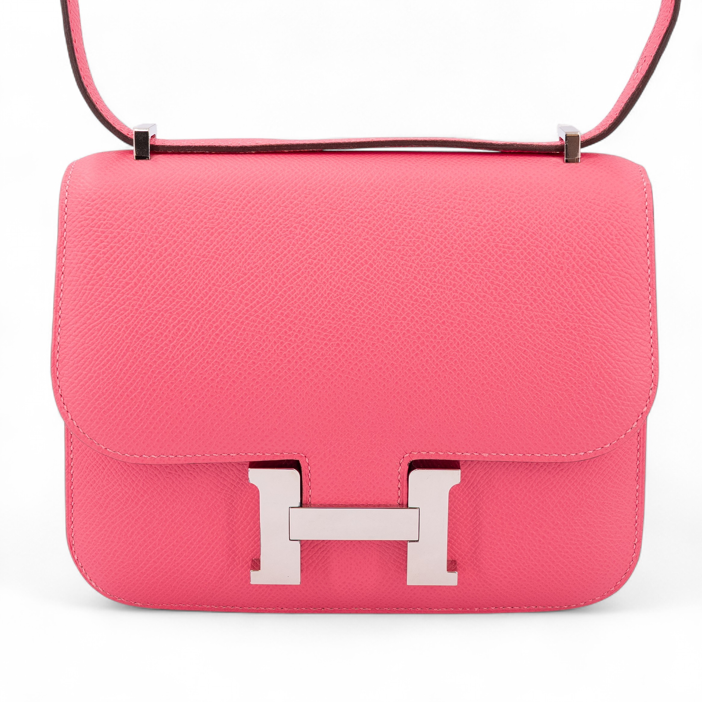 Hermès Constance Mini 19 Epsom (France) Rose Azalee (8W) Palladium
