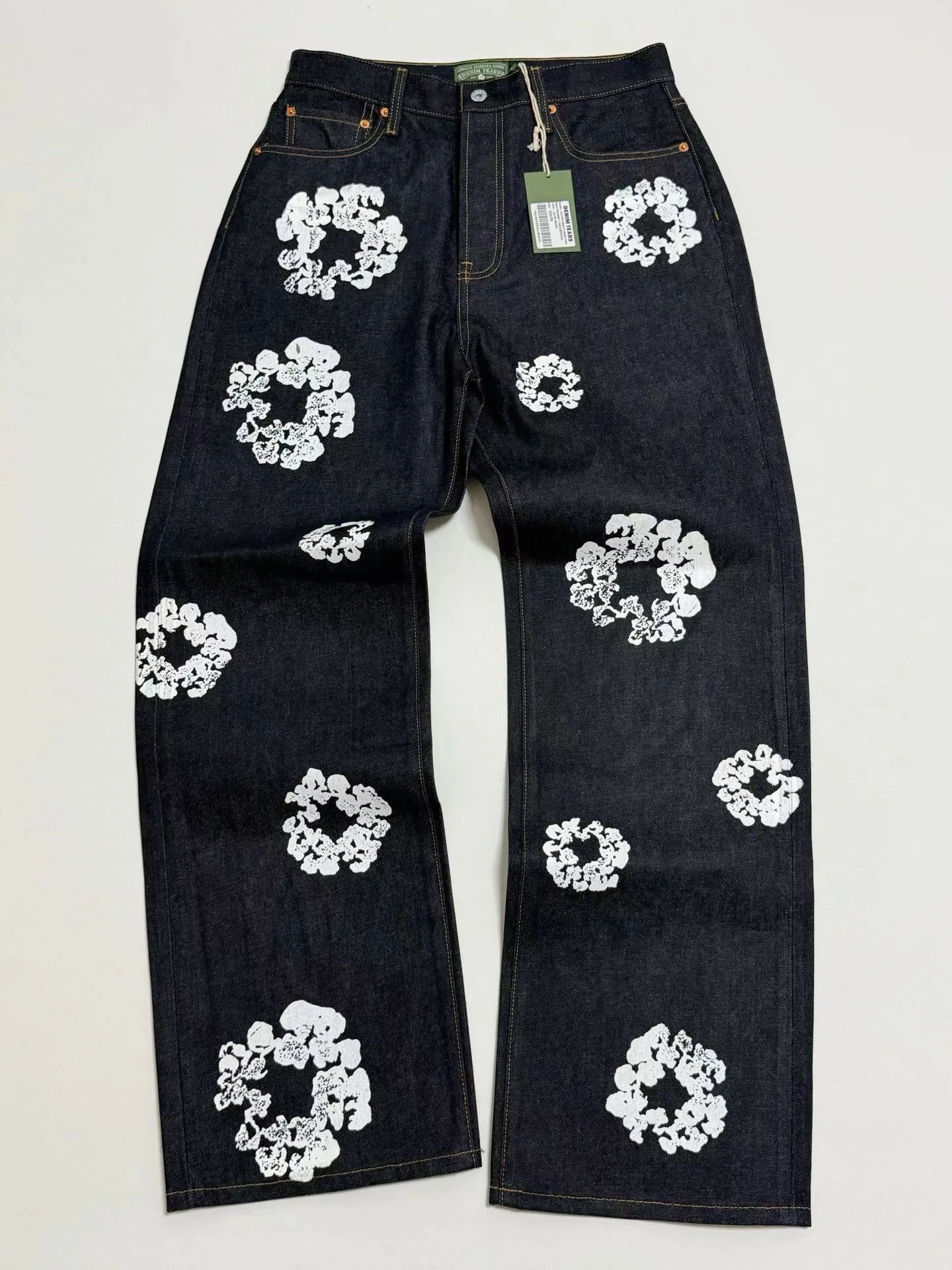 Denim Tears Baggy Cotton Wreath Denim Pants (Indigo)