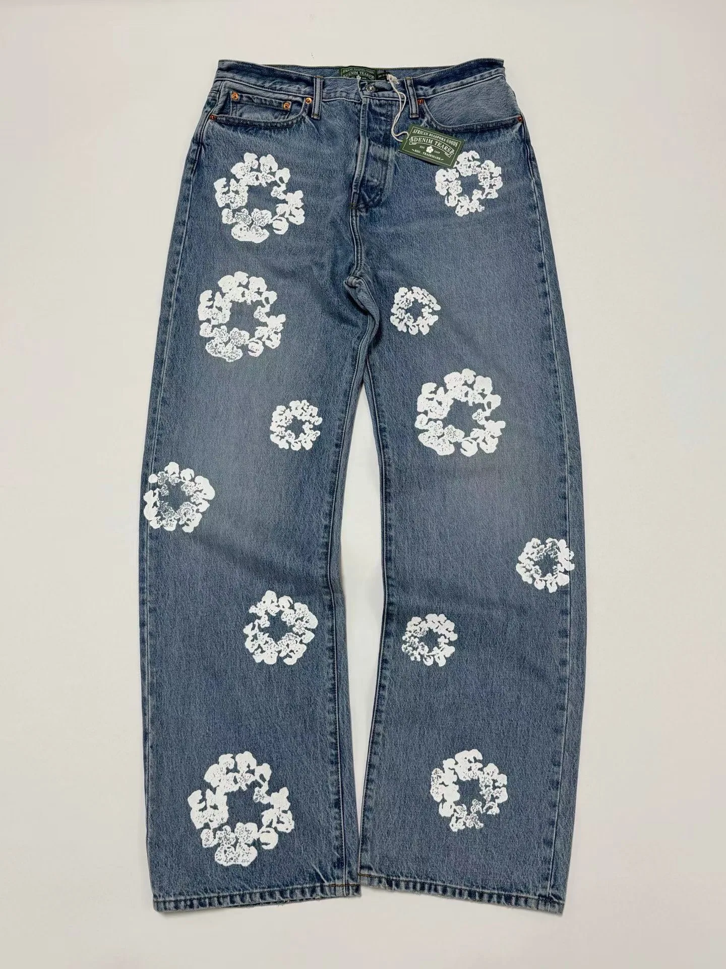 Denim Tears Baggy Cotton Wreath Denim Pants (Washed Blue)