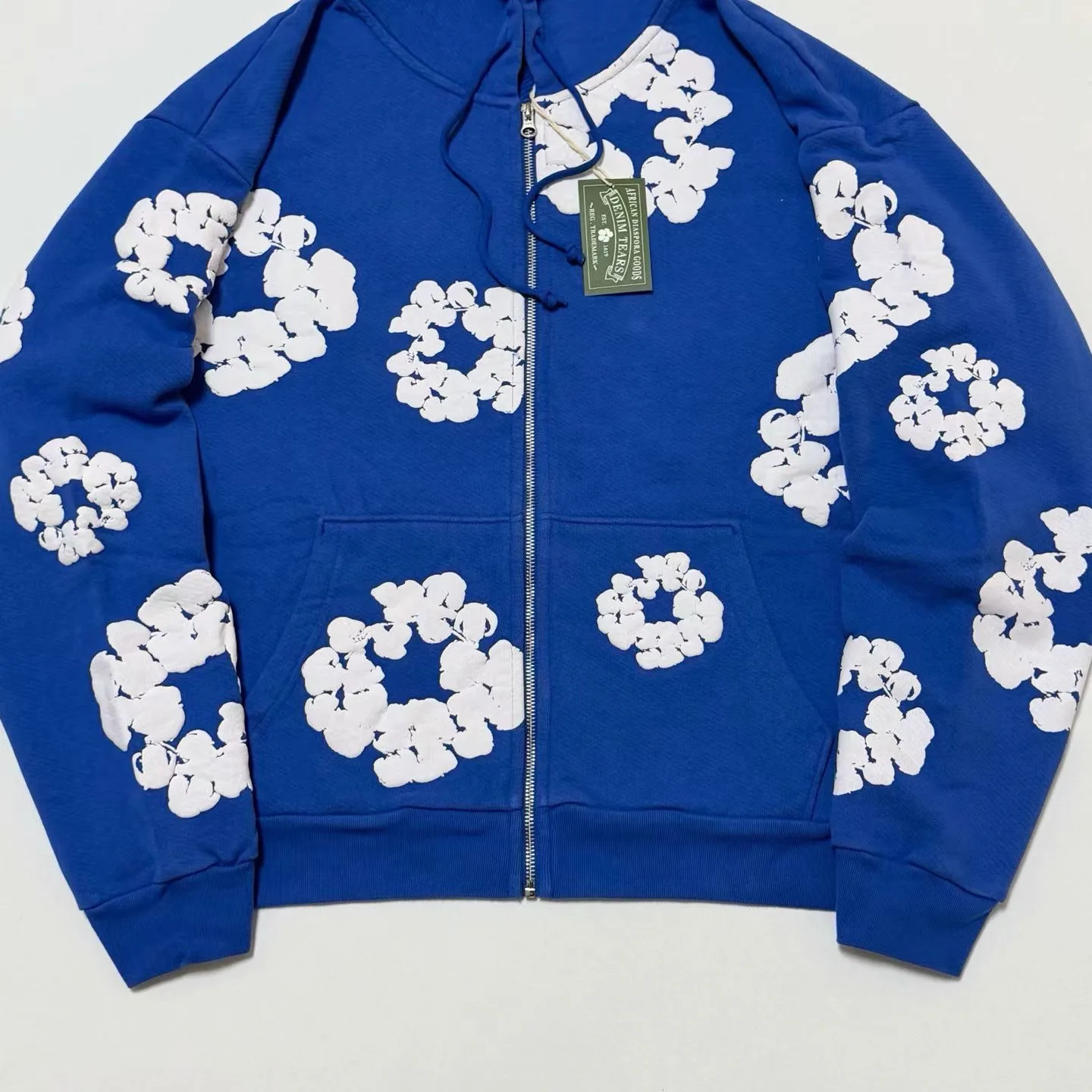 Denim Tears Wreath-Print Zip-Up Hoodie (Blue) — 圖 3