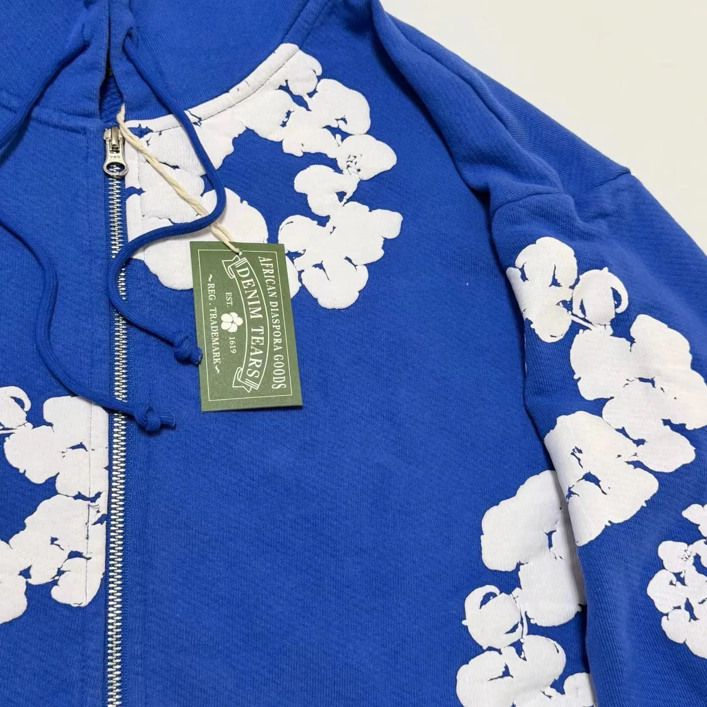 Denim Tears Wreath-Print Zip-Up Hoodie (Blue) — 圖 4