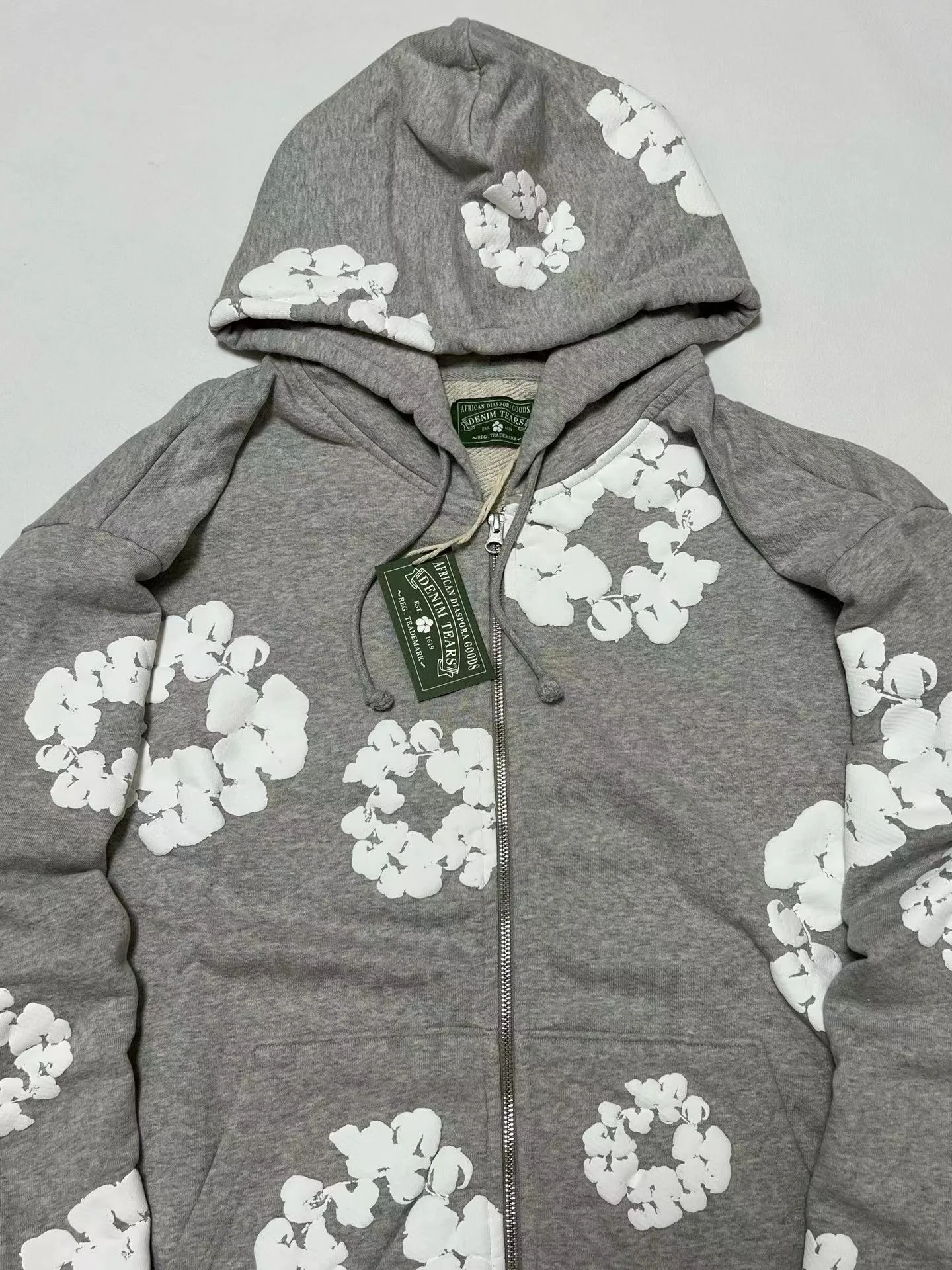 Denim Tears Wreath-Print Zip-Up Hoodie (Grey) — ビュー 2