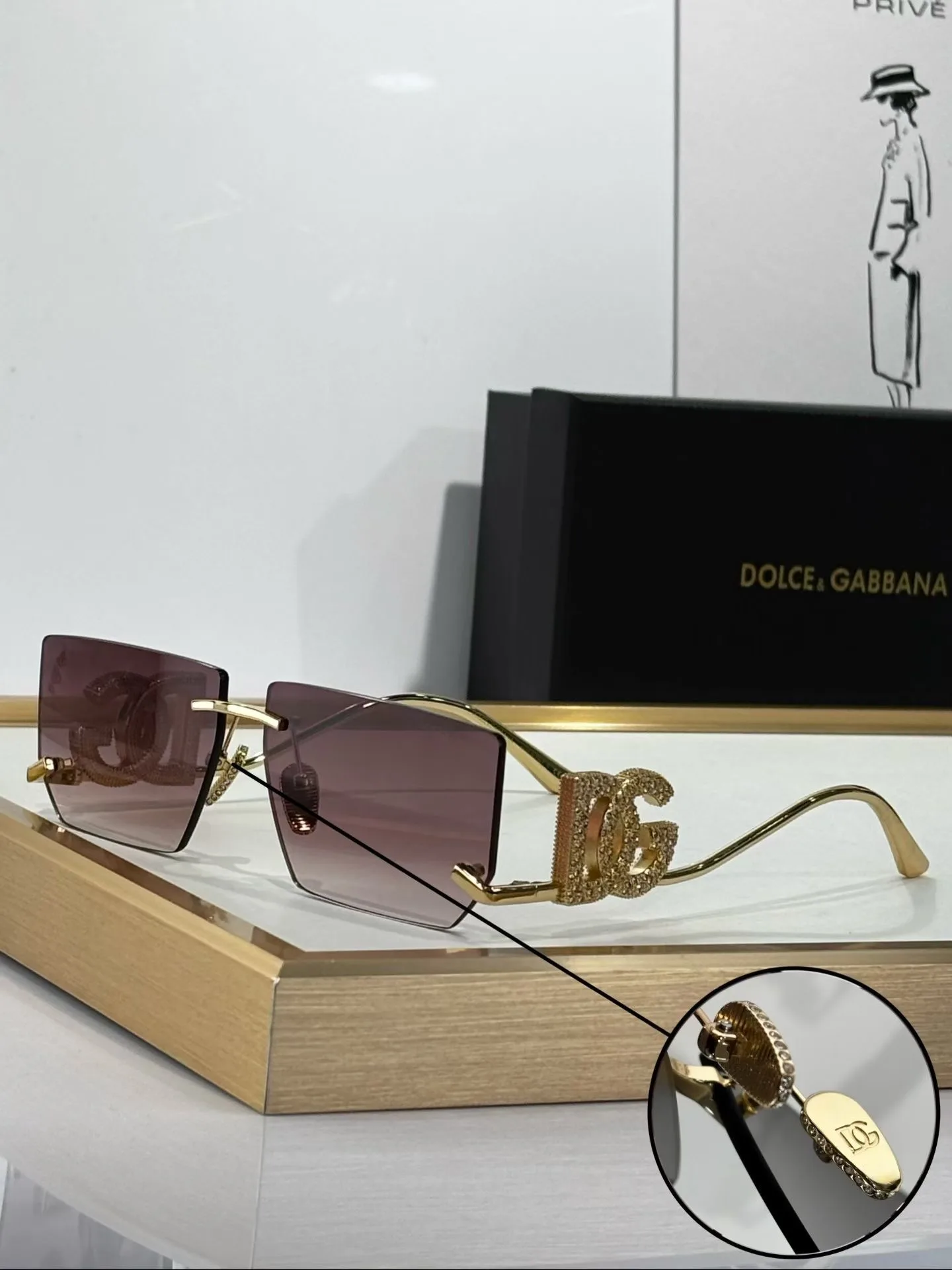 D&G DG2304B Sunglasses (Gold/Rose)