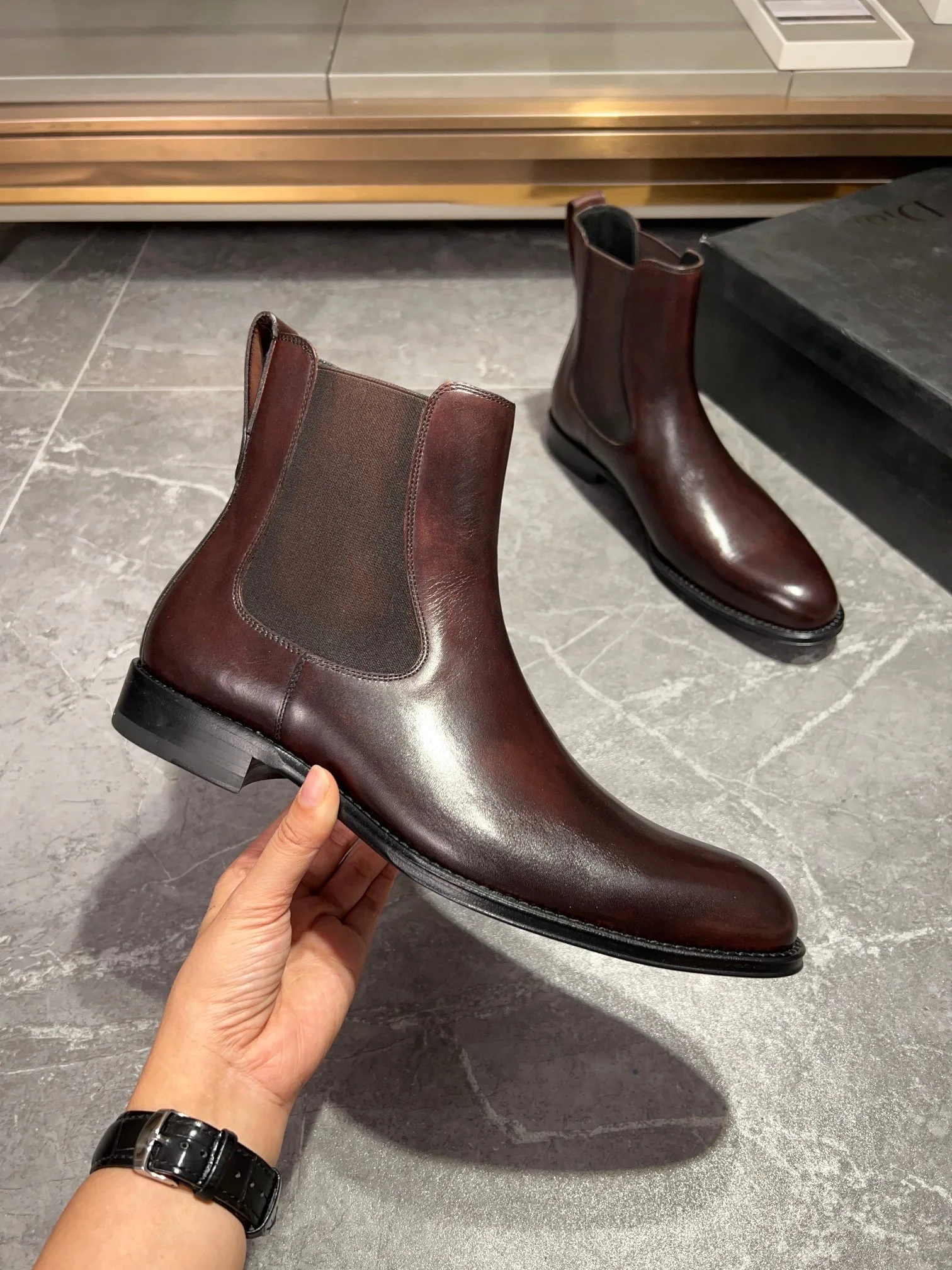 Dior Chelsea Boots (Brown) — view 2