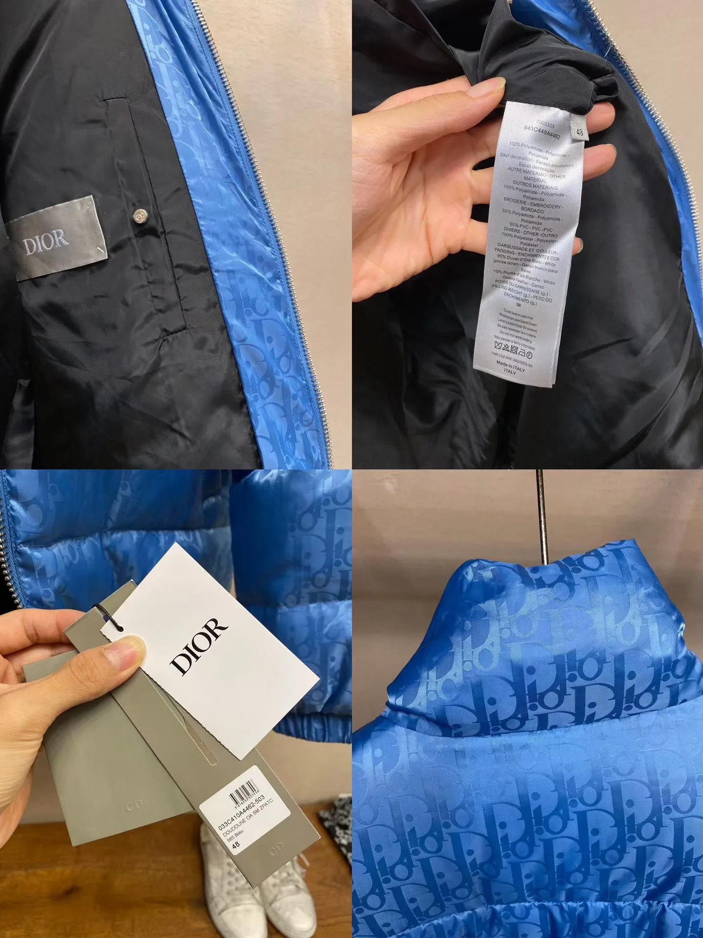 Dior Oblique Down Jacket (Blue) — 보기 7