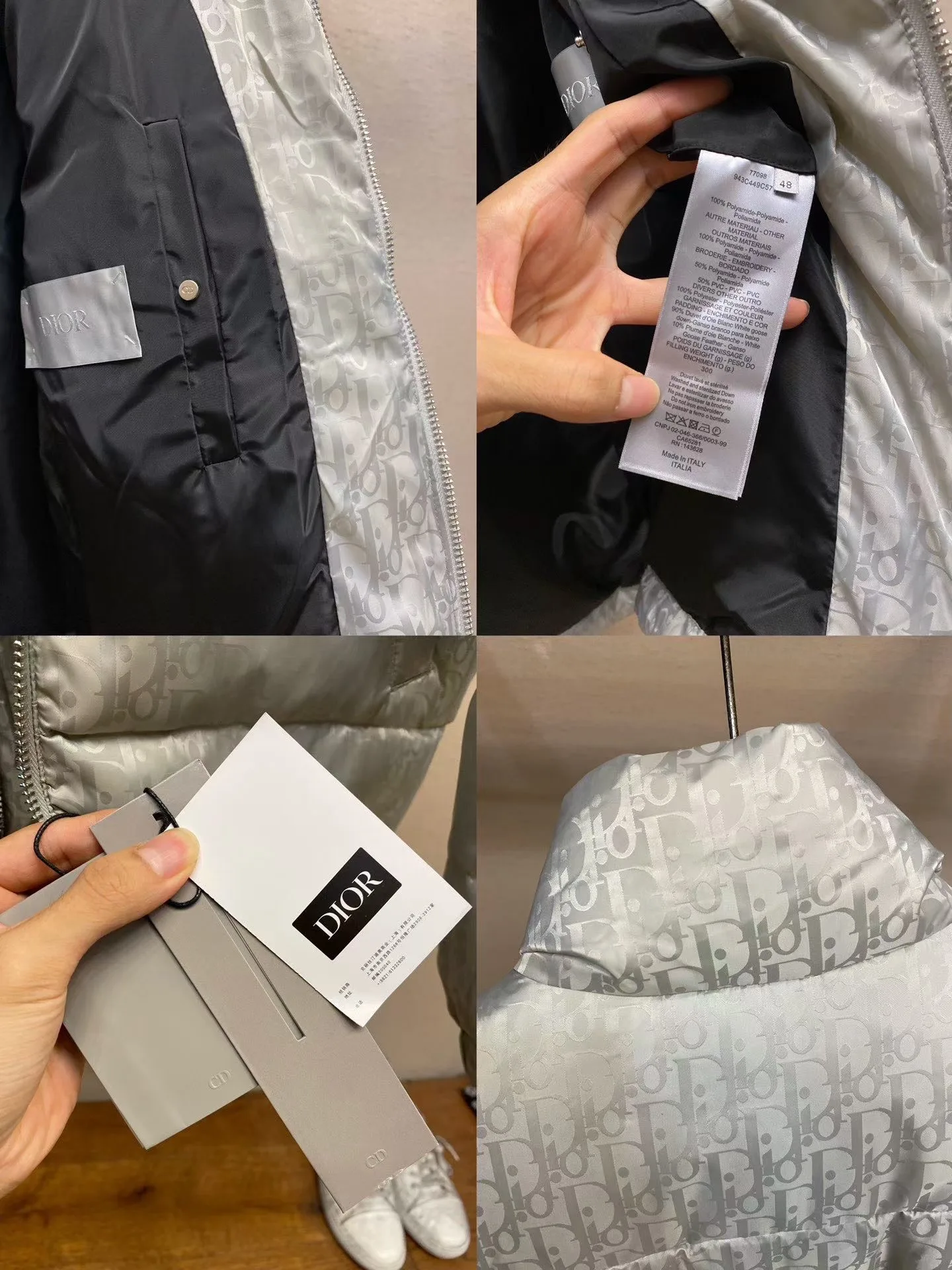 Dior Oblique Down Jacket (Grey) — view 2
