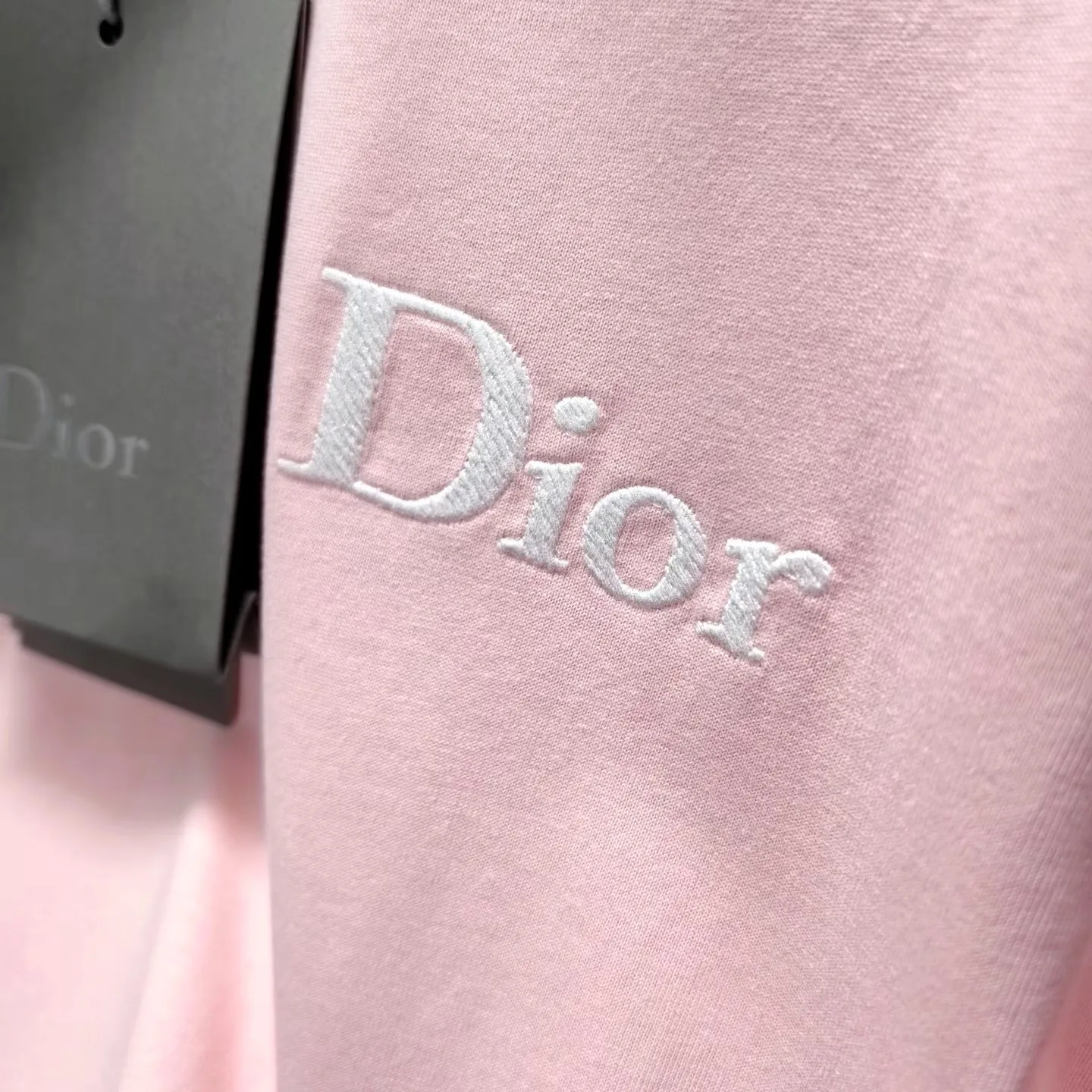 Dior Oversized T-shirt with Dior Embroidery (Pink) — ビュー 2