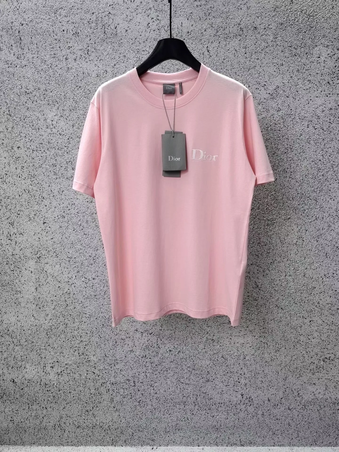 Dior Oversized T-shirt with Dior Embroidery (Pink)
