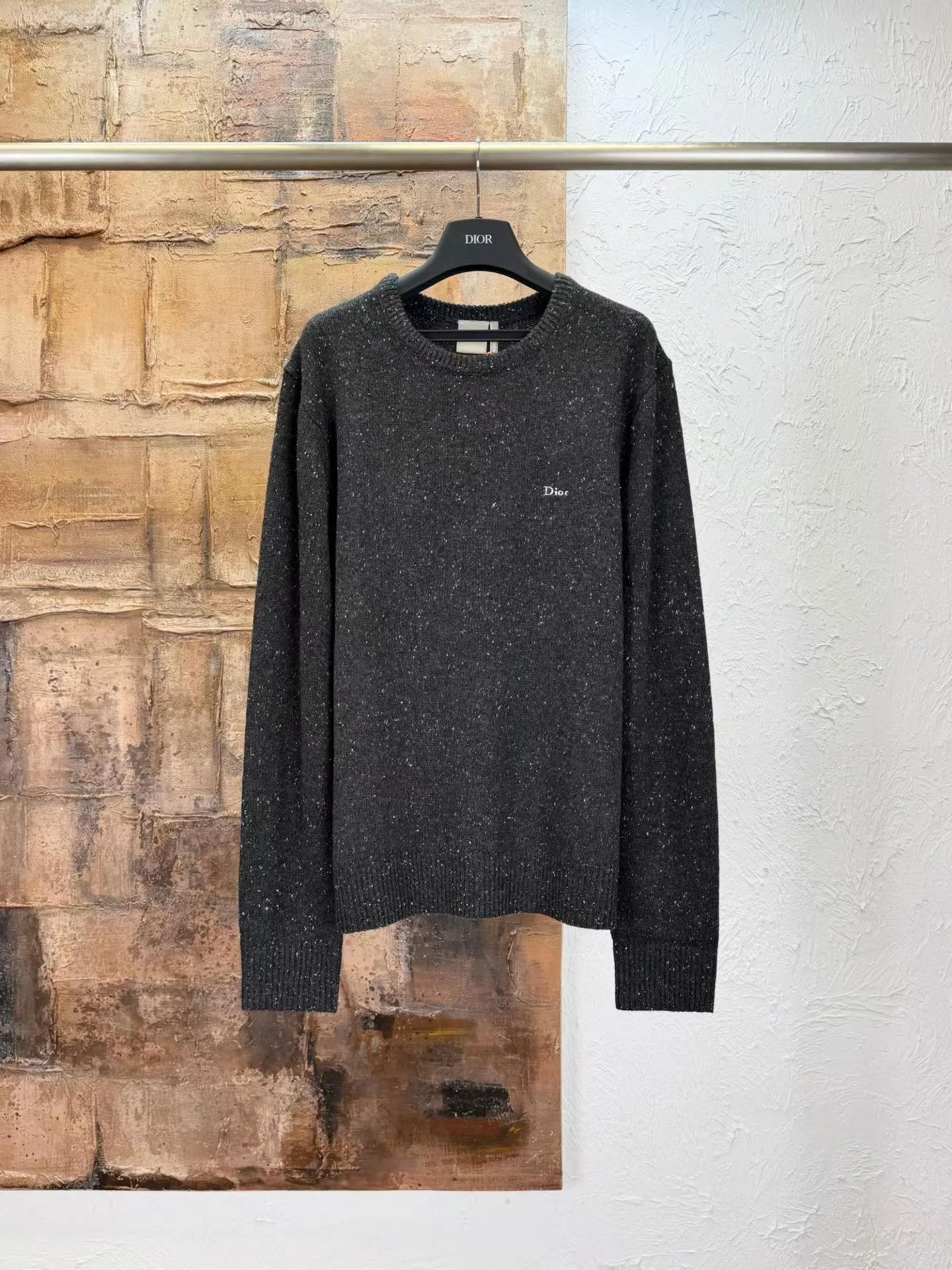 Dior Sweater with Dior Embroidery, Relaxed Fit (Grey)