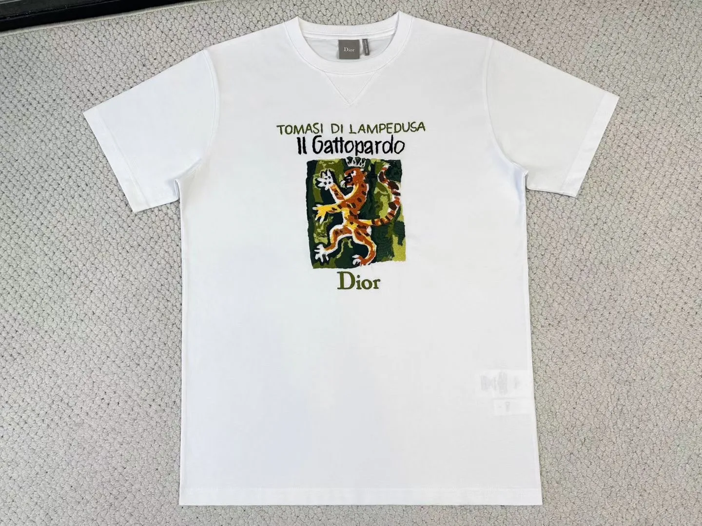 T-Shirt with Book Cover (Il Gattorpardo) Embroidery and Print, Relaxed Fit