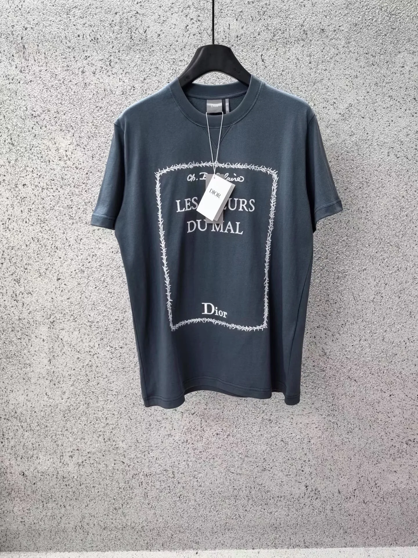 T-Shirt with Book Cover Embroidery (Les Fleurs Du Mal), Relaxed Fit