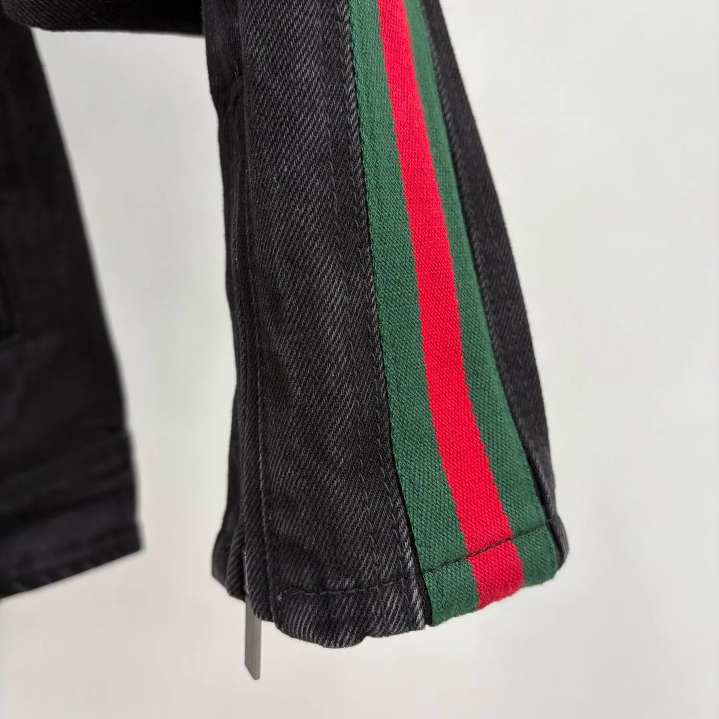 Gucci Cotton Denim Biker jacket with Web — ビュー 2