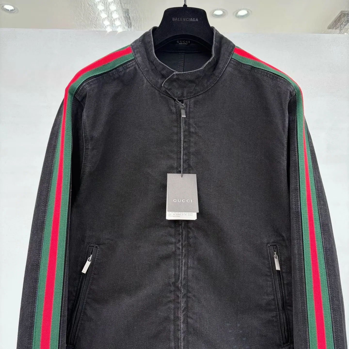 Gucci Cotton Denim Biker jacket with Web — ビュー 4