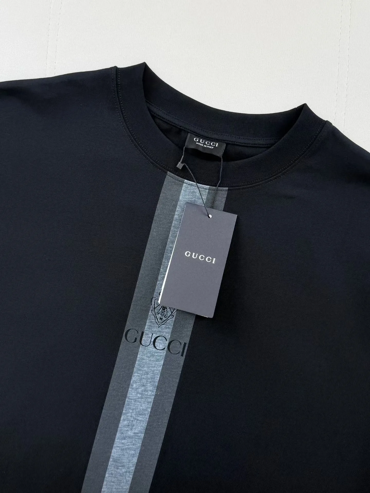 Gucci Cotton T-shirt with muted Web (Black) — ビュー 4