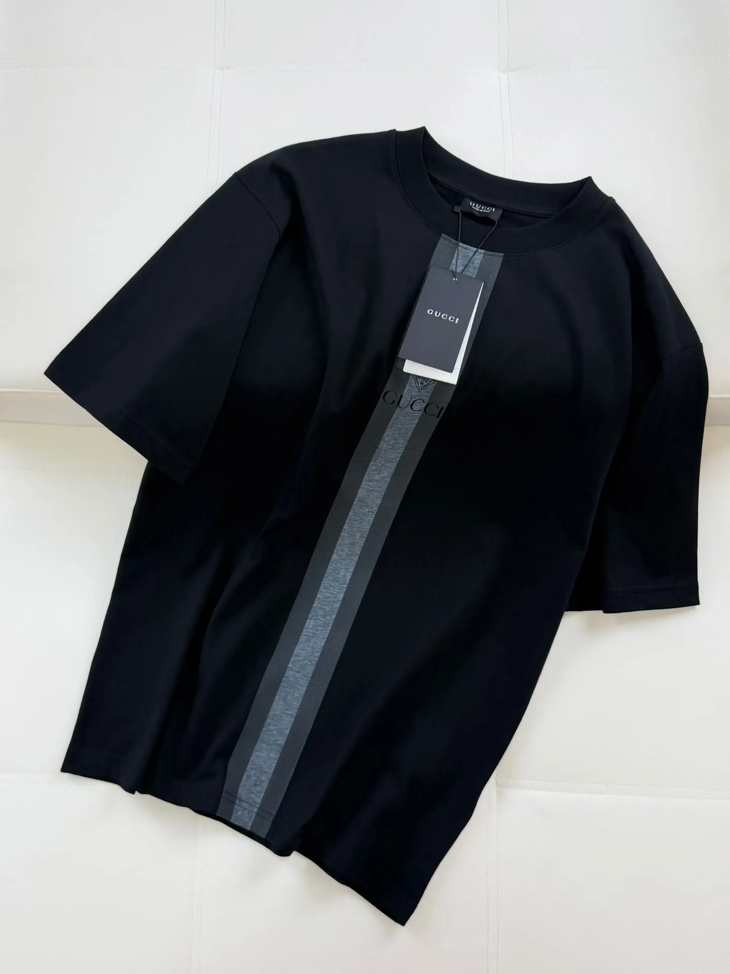 Gucci Cotton T-shirt with muted Web (Black) — ビュー 6