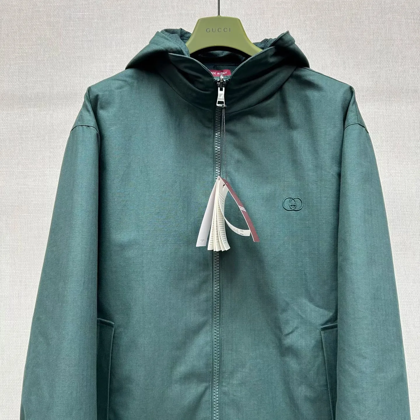 Gucci Reversible Cotton Ripstop Zip Jacket (Green) — 보기 4