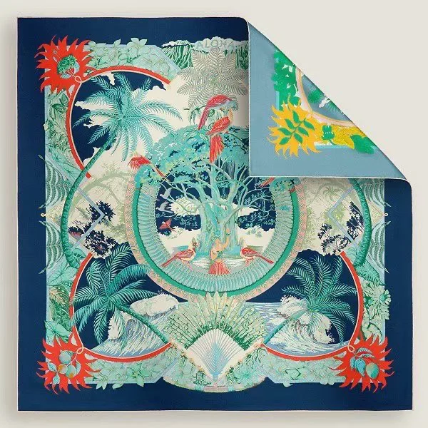 Aloha double face scarf 140 ((Blue)