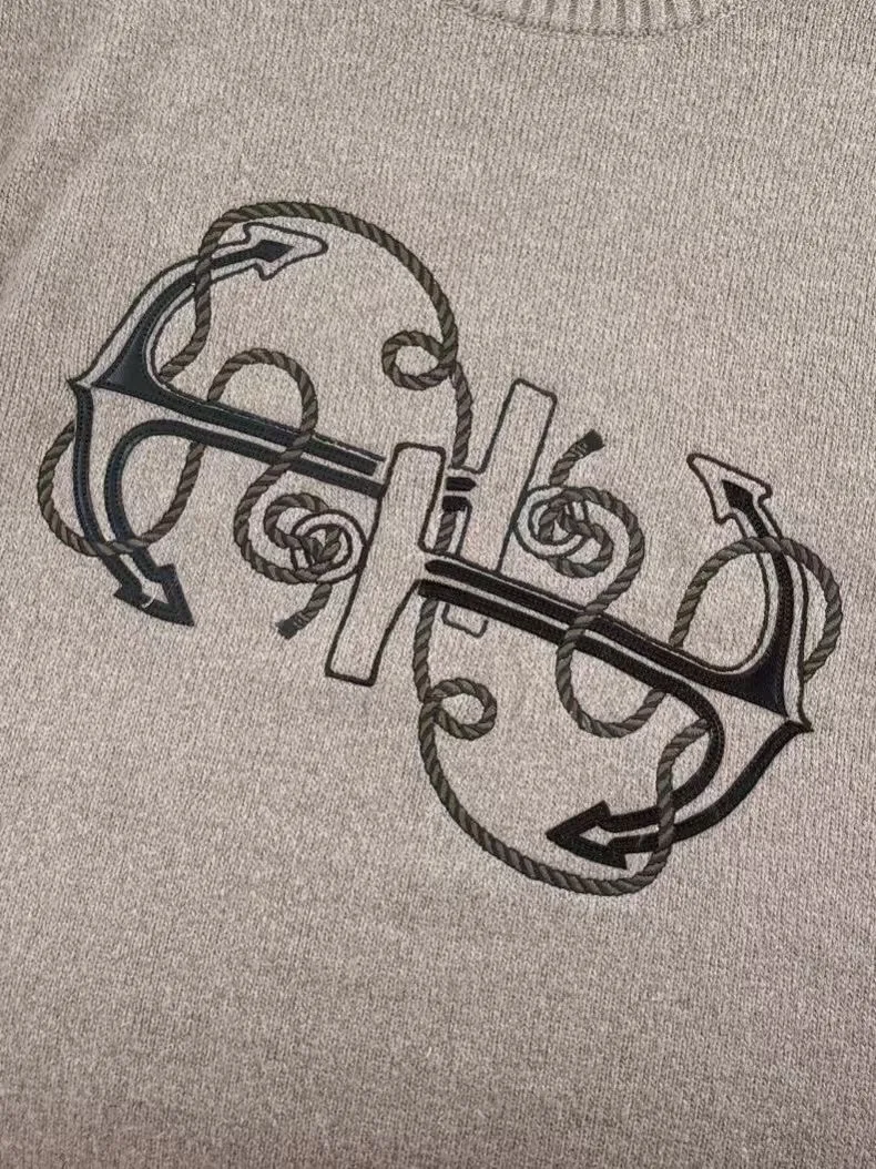 Hermès "Ancre en H" Crewneck Sweater (Grey) — ビュー 3