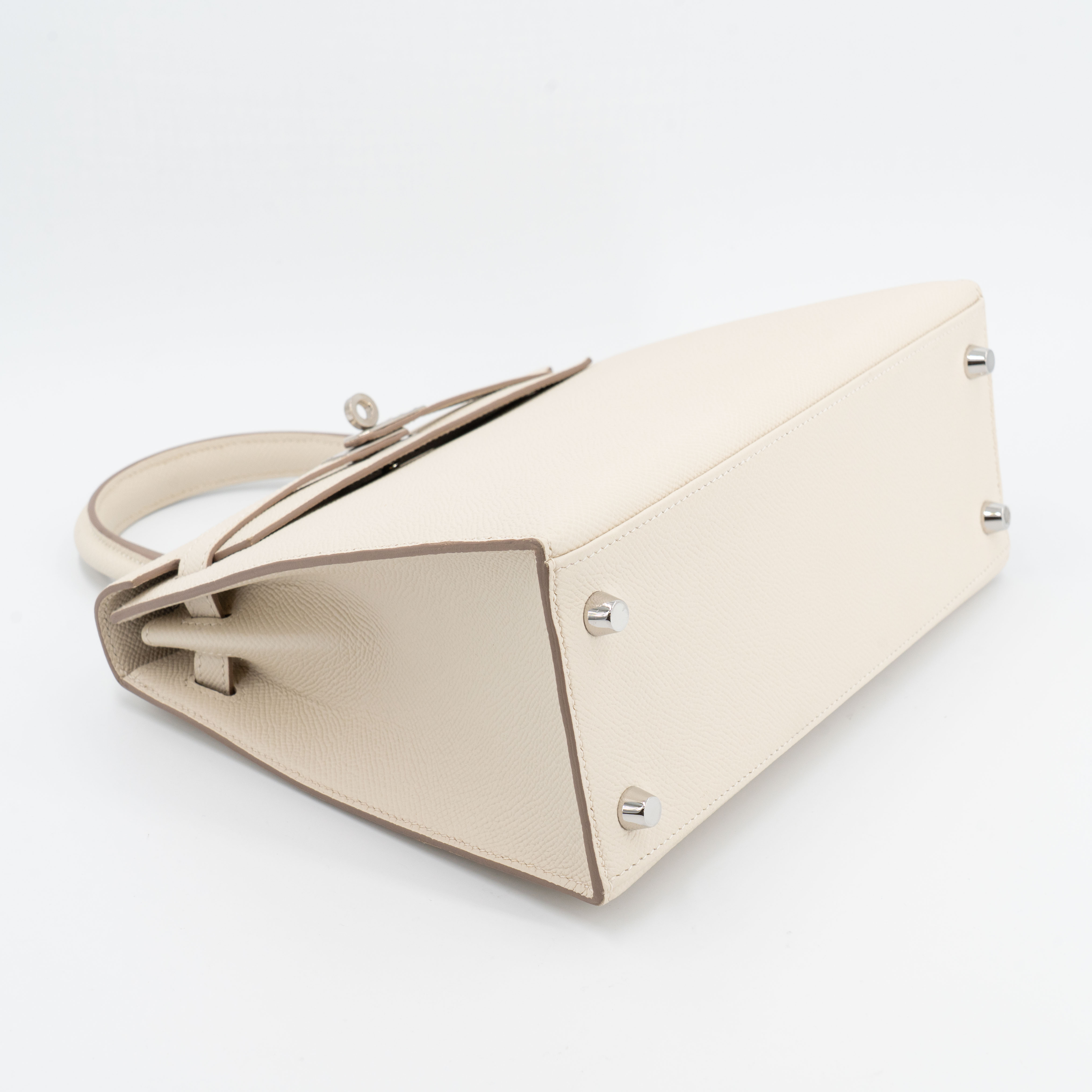 Hermès Kelly 25 Epsom (France) Sellier Craie (10) Palladium — view 4