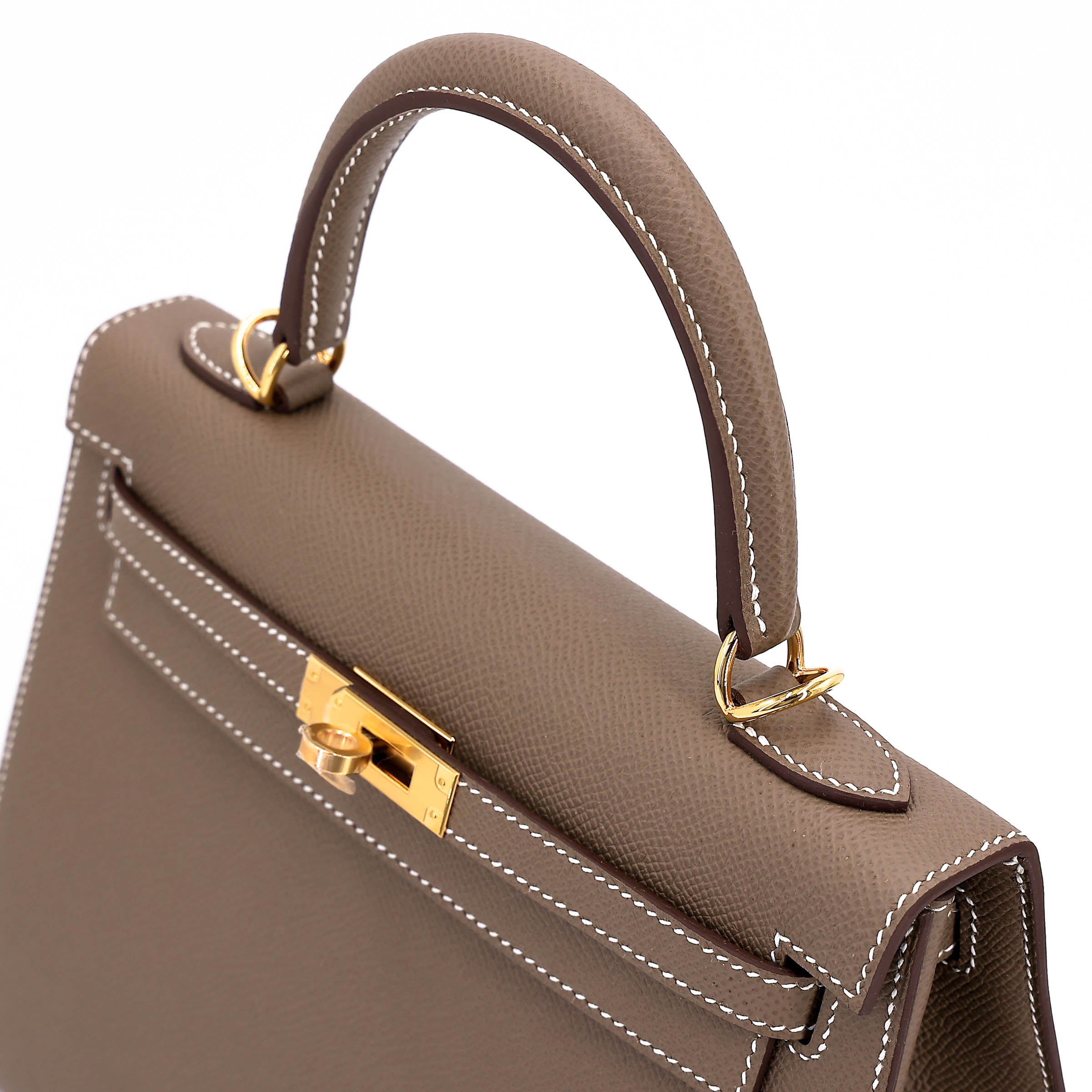 Hermès Kelly 25 Epsom (France) Sellier Etoupe (18) Gold — view 3