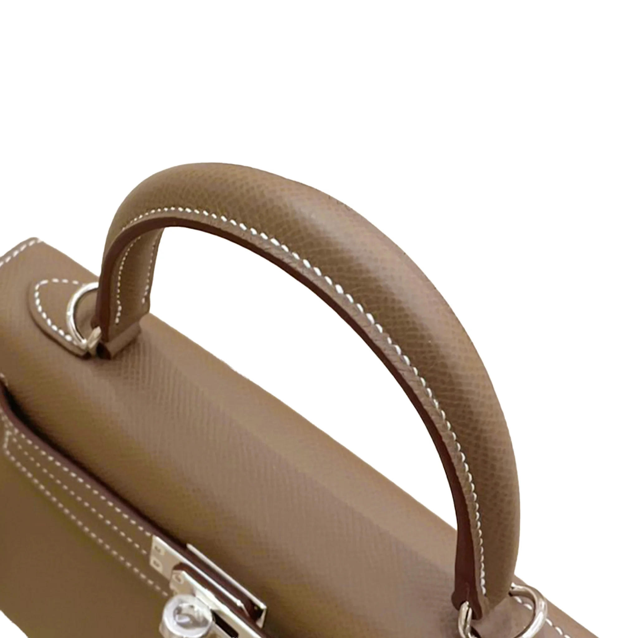 Hermès Kelly 25 Epsom (France) Sellier Etoupe (18) Palladium — view 3