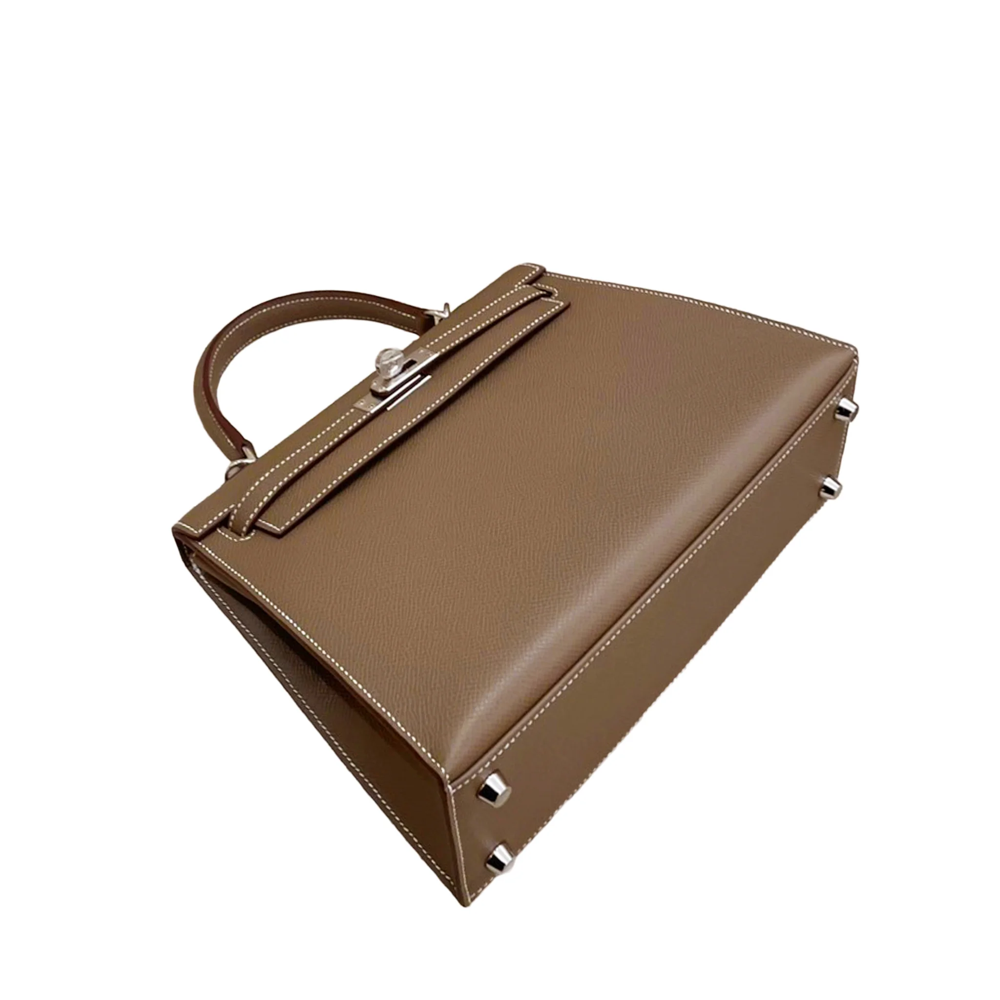 Hermès Kelly 25 Epsom (France) Sellier Etoupe (18) Palladium — view 4
