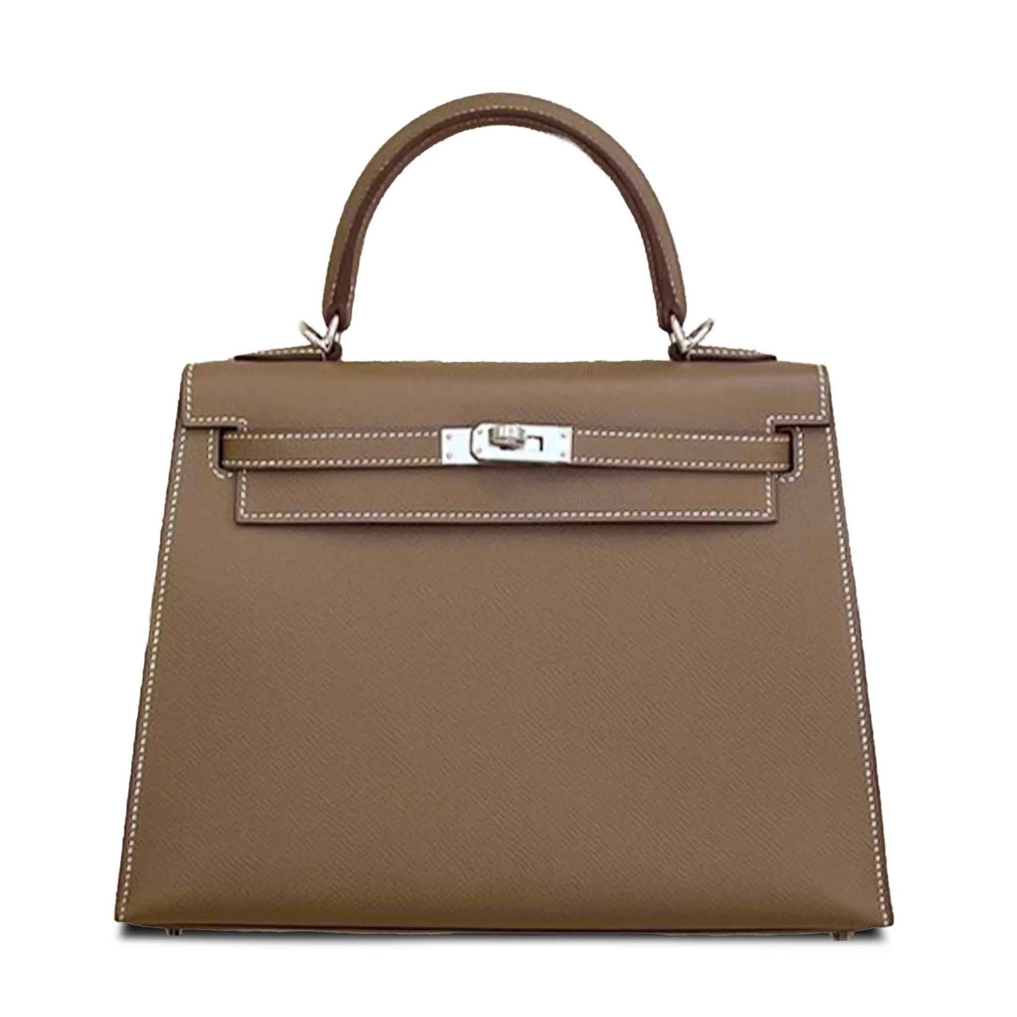 Hermès Kelly 25 Epsom (France) Sellier Etoupe (18) Palladium