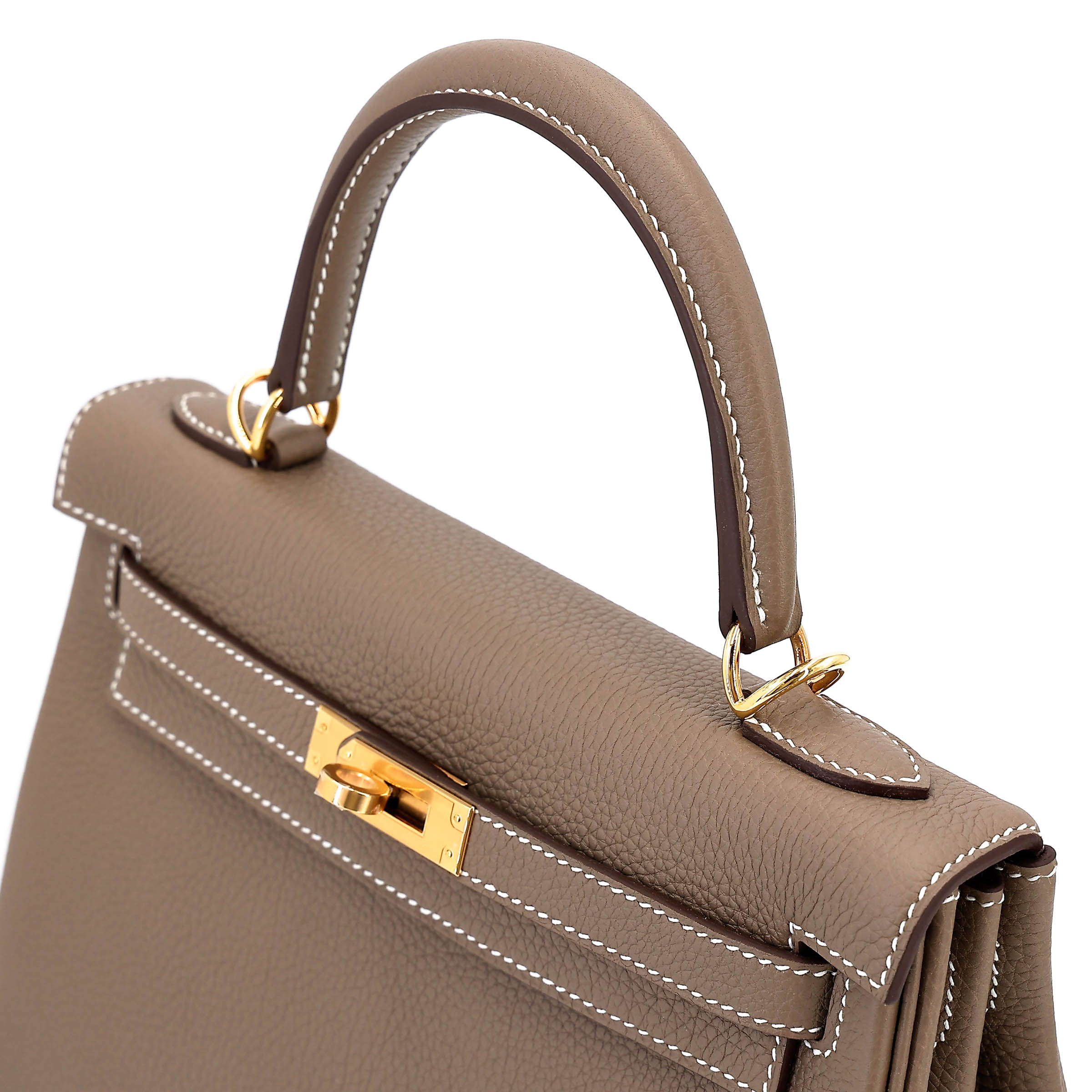 Hermès Kelly 25 Togo (Germany) Etoupe (18) Gold — view 3