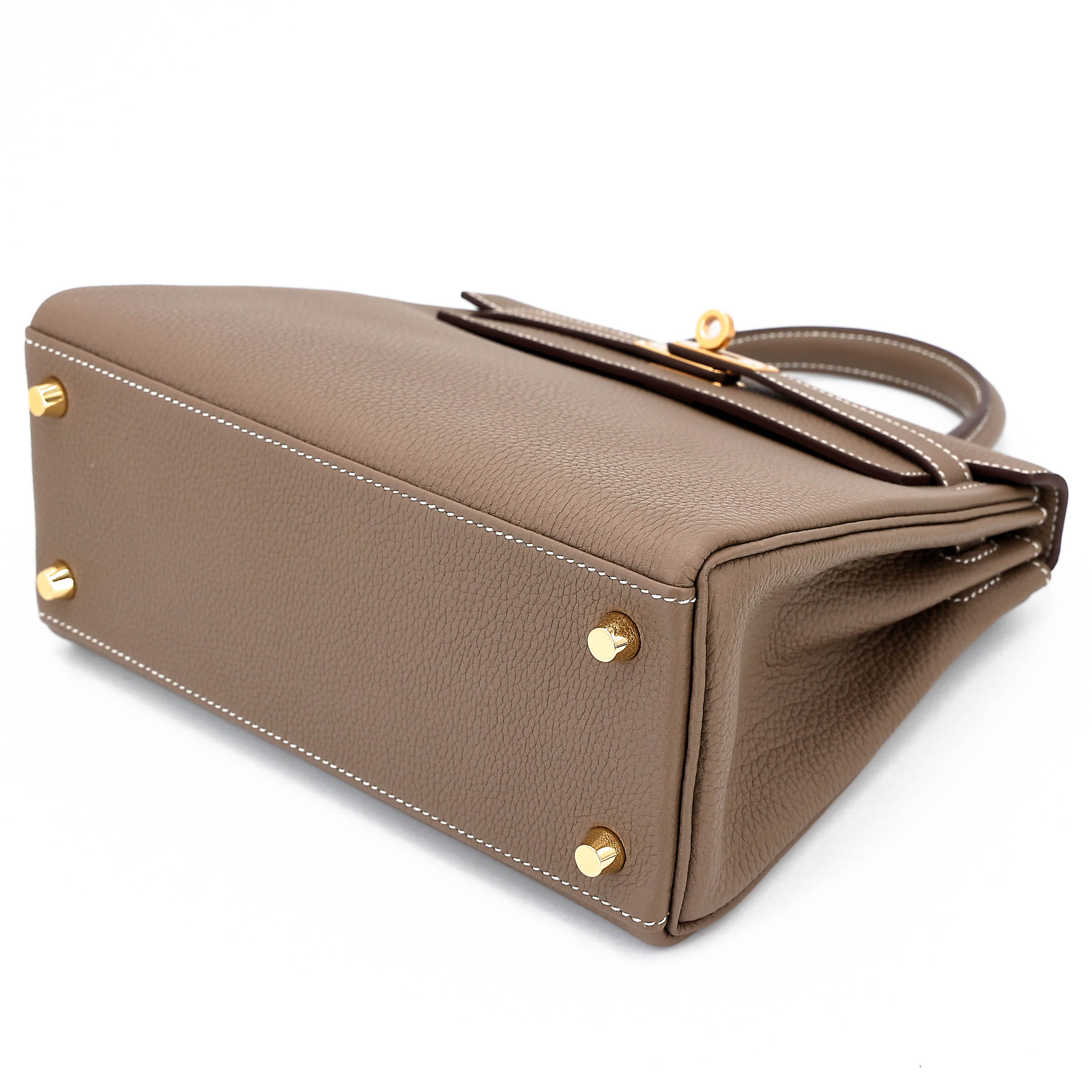 Hermès Kelly 25 Togo (Germany) Etoupe (18) Gold — view 4