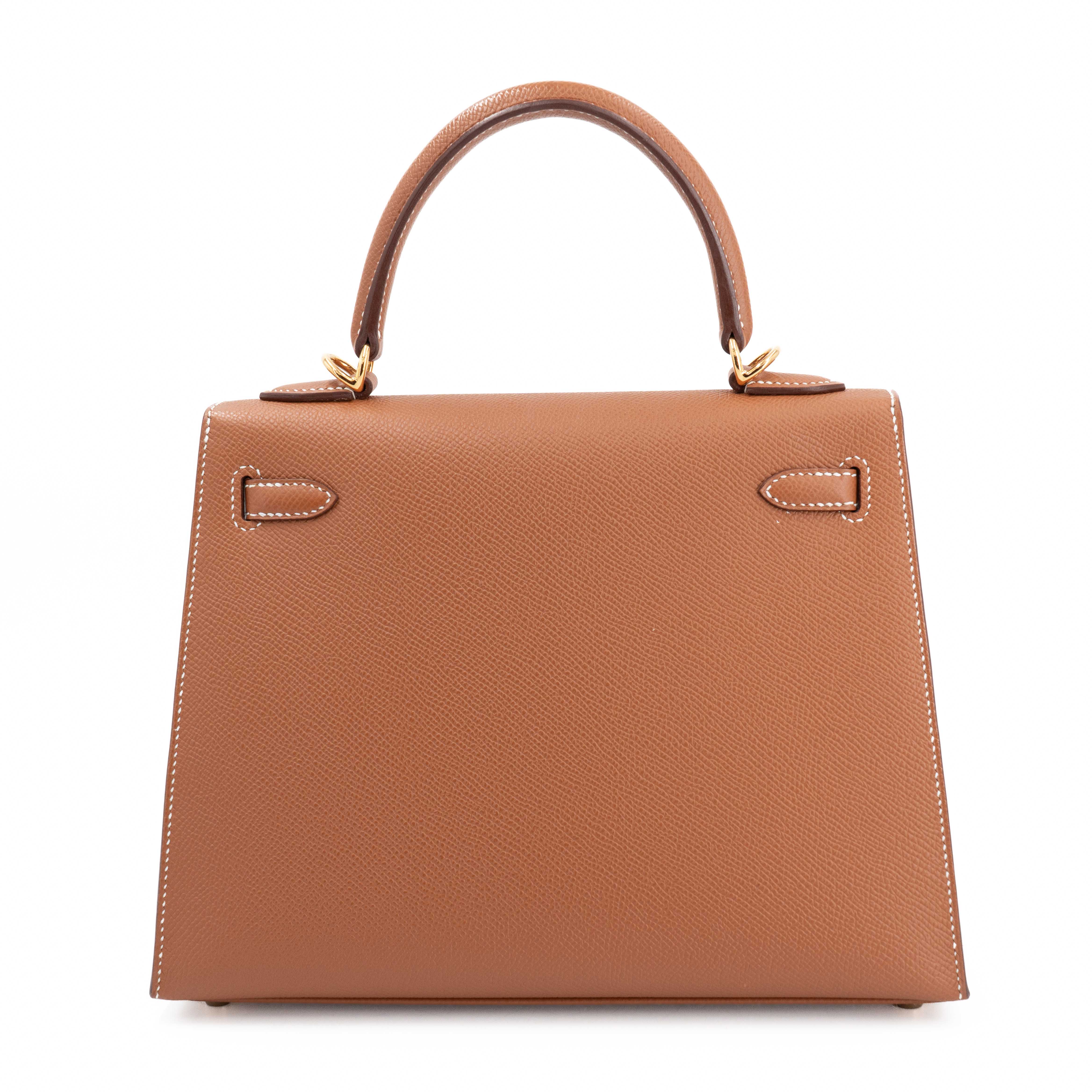 Hermès Kelly 25 Epsom (France) Sellier Gold (37) Gold — view 2