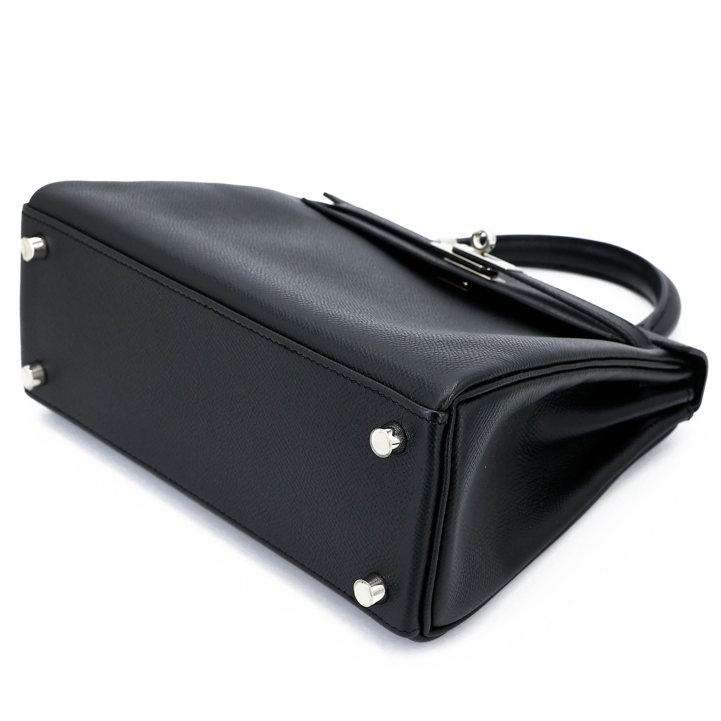 Hermès Kelly 25 Epsom (France) Noir (89) Palladium — view 4
