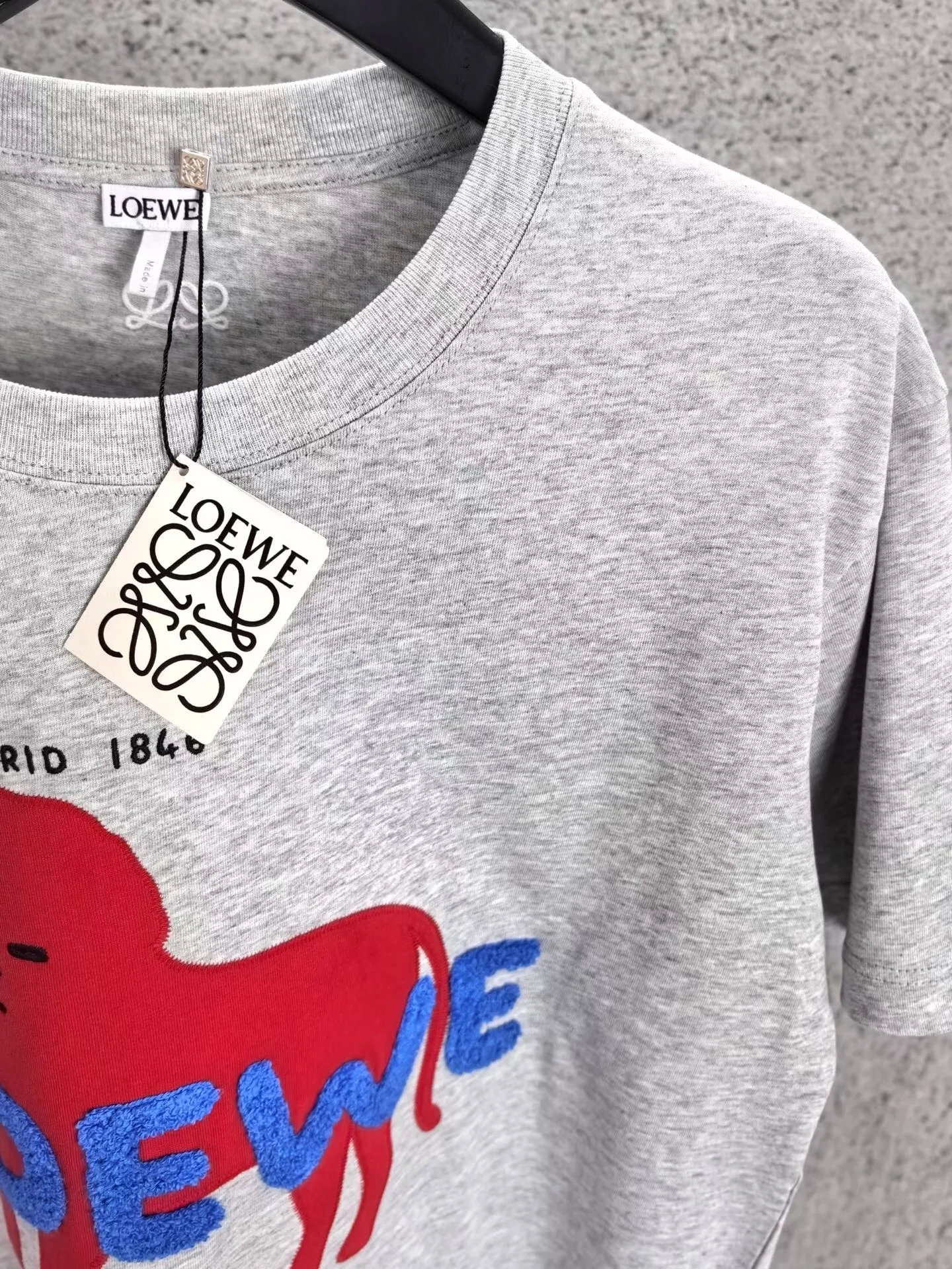 Loewe Lion Jersey Patch Relaxed fit T-shirt in cotton (Grey) — ビュー 6