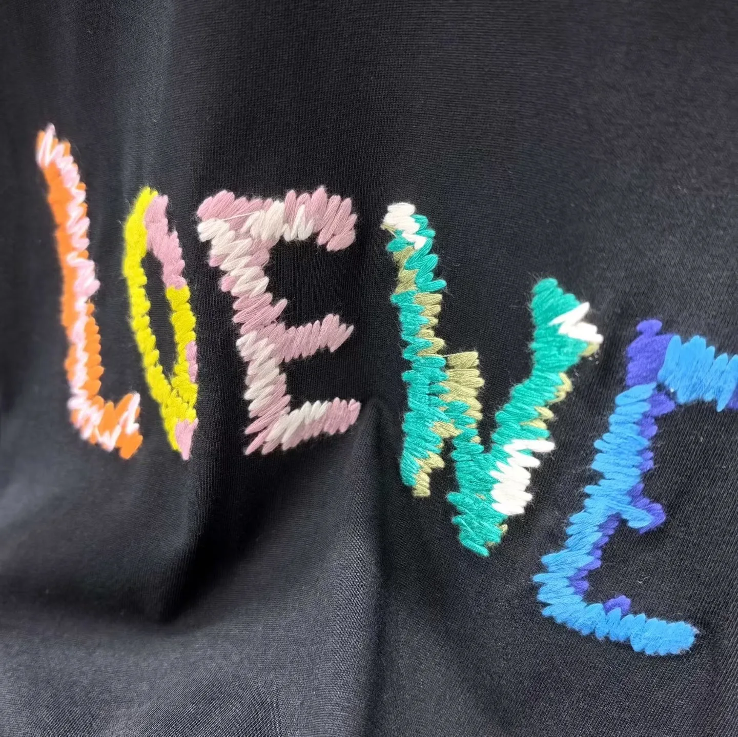 Loewe Logo-embroidered cotton T-shirt (Black) — view 4