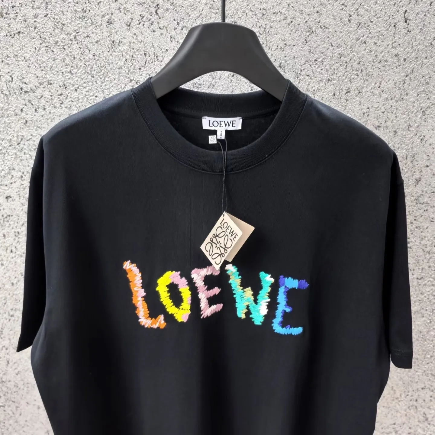 Loewe Logo-embroidered cotton T-shirt (Black) — view 5