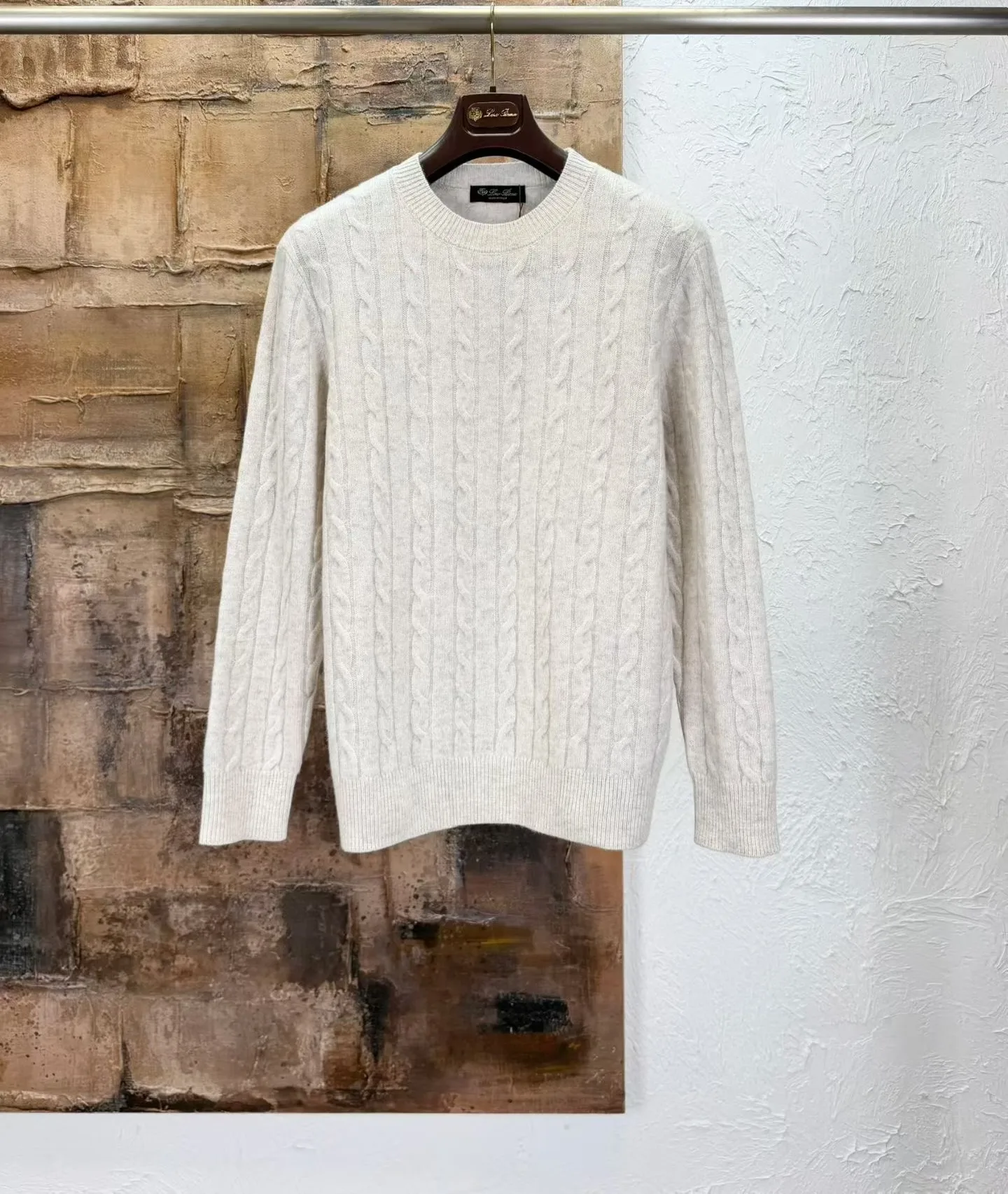LP Cedar Cable-Knit Wool Sweater (Beige)